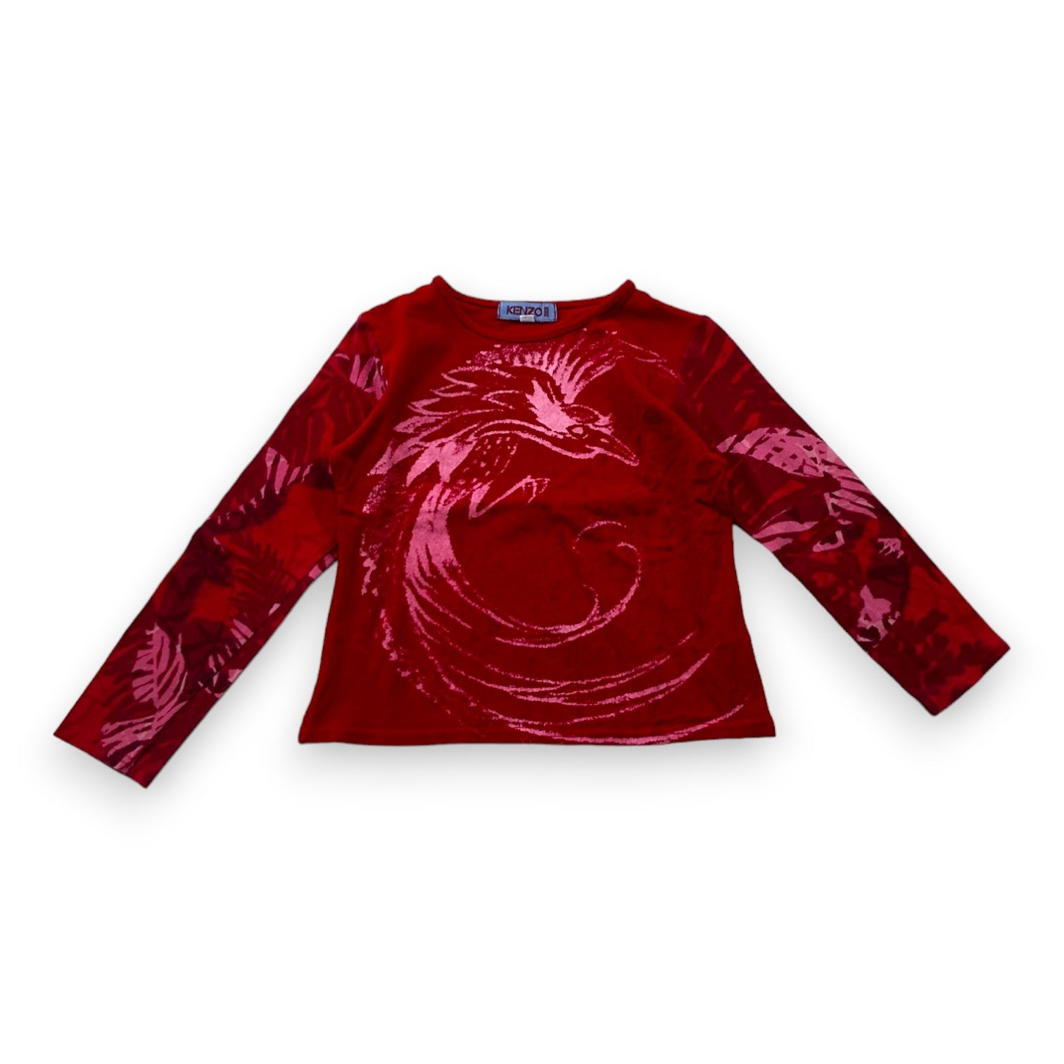 KENZO - Red long-sleeved T-shirt with prints - 4 years
