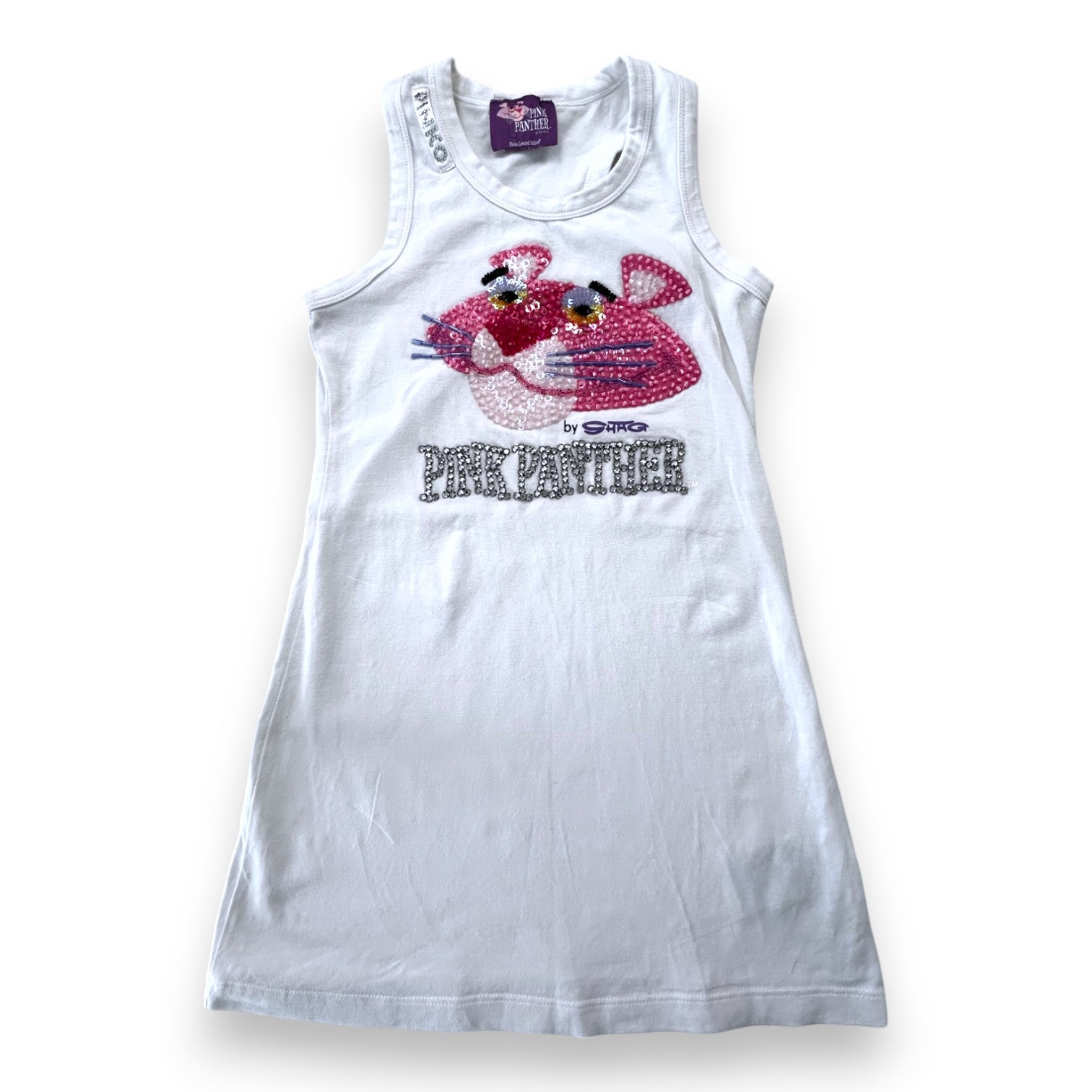 PINKO - Weißes Kleid mit Pink-Panther-Print - 6 Jahre