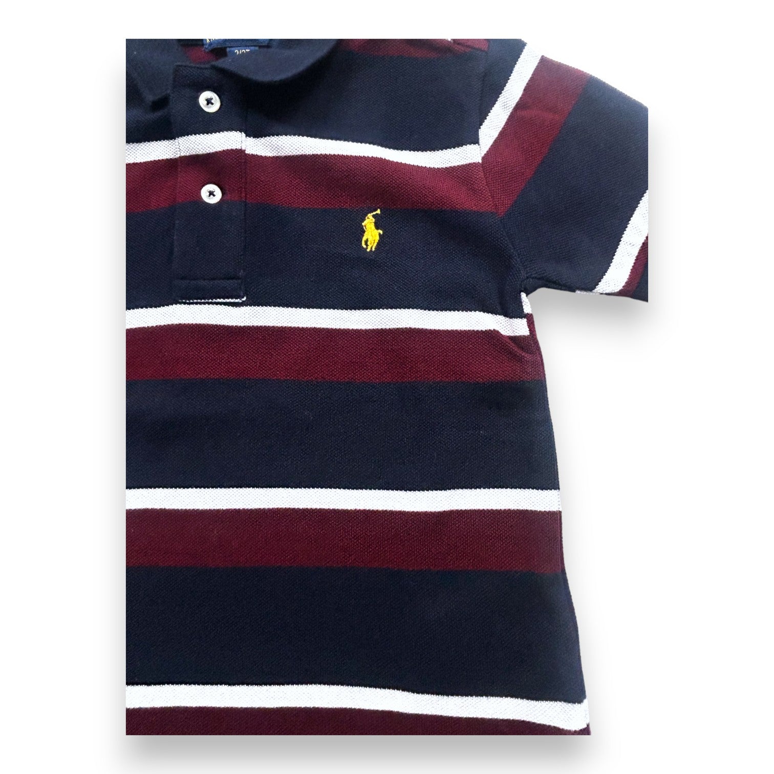 RALPH LAUREN - Burgunderrotes Poloshirt mit Streifen - 2 Jahre