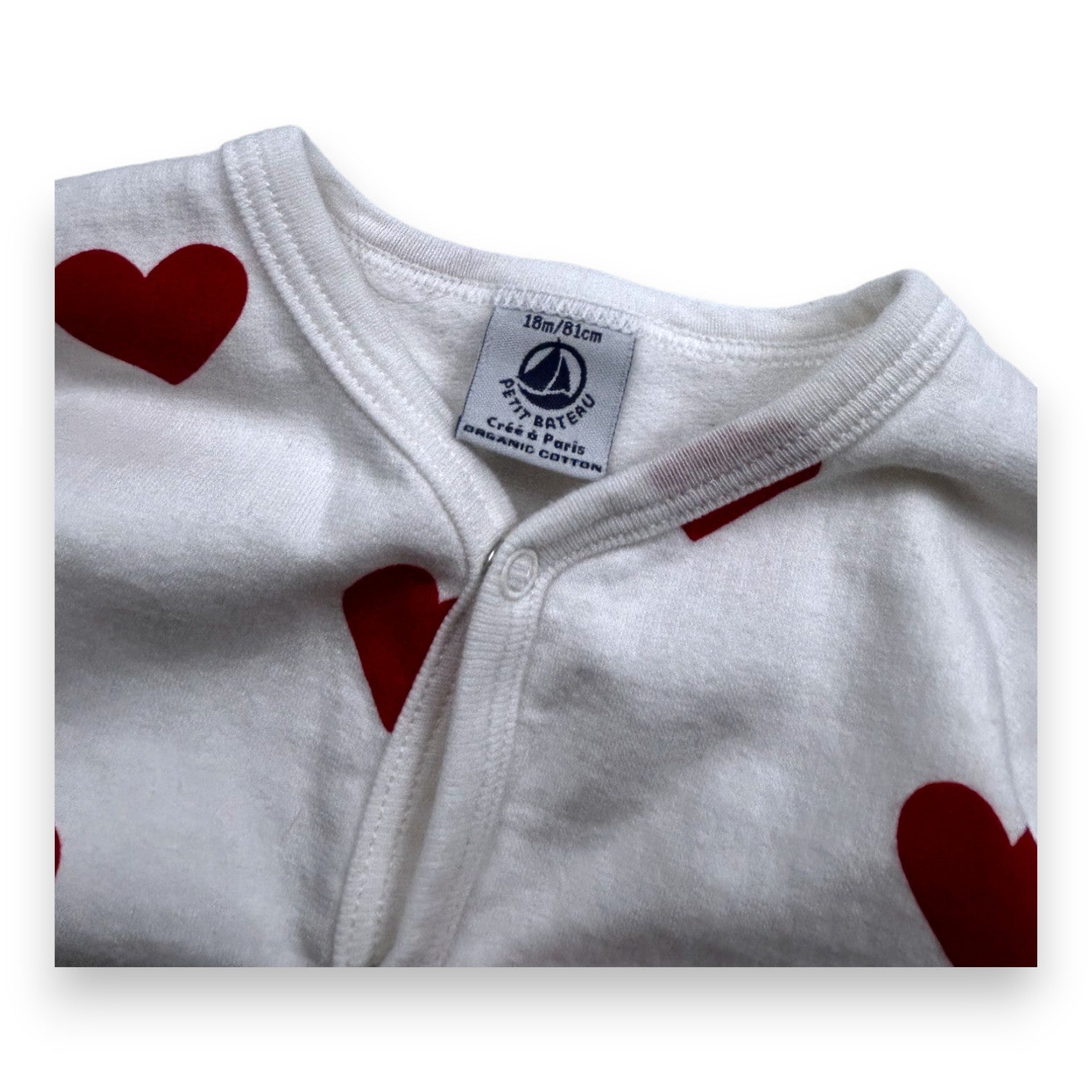 PETIT BATEAU - Pyjama blanc avec des coeurs - 18 mois