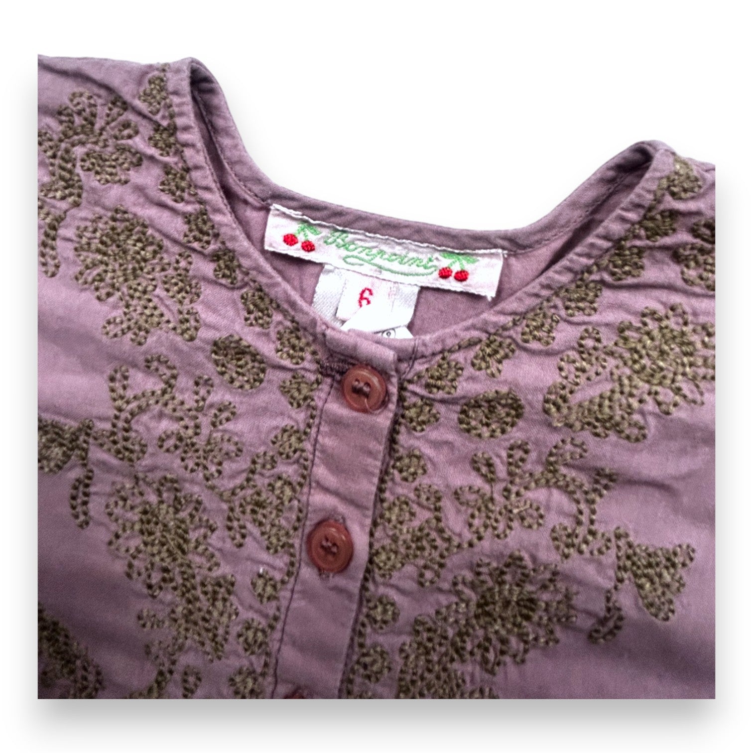 BONPOINT - Blouse large rose détails sur le col - 6 mois