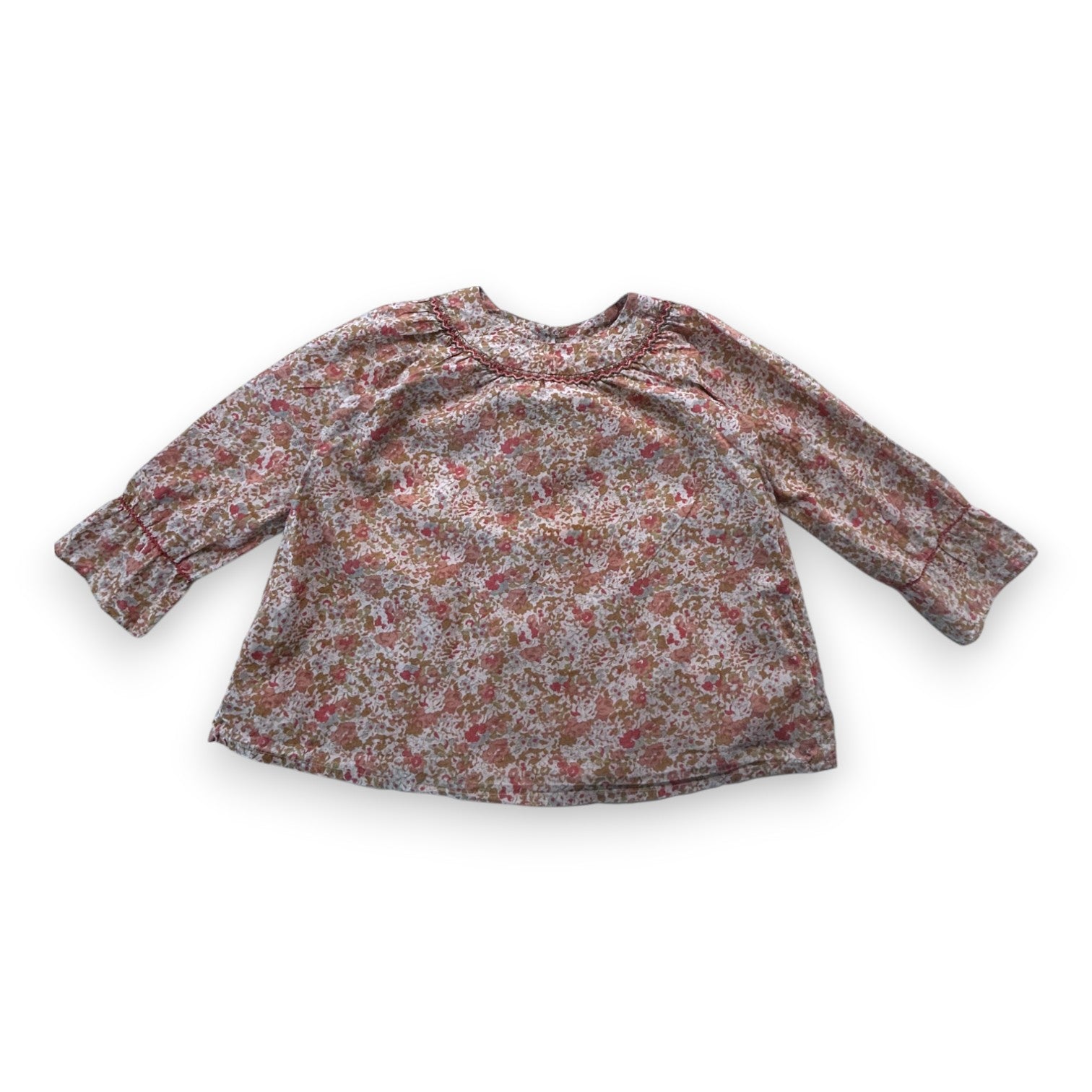 BONPOINT - Blouse beige à fleurs - 3 ans