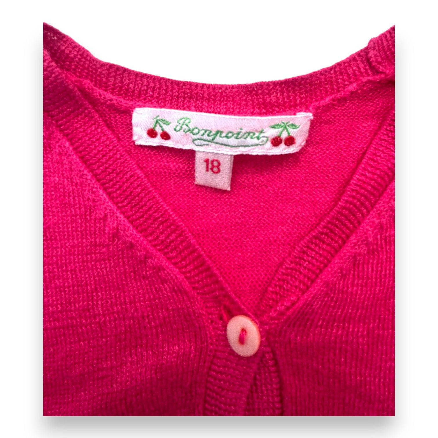 BONPOINT - Cardigan rose fuchsia en lin - 18 mois