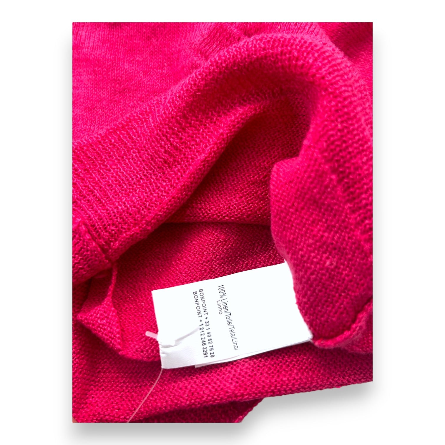 BONPOINT - Cardigan rose fuchsia en lin - 18 mois