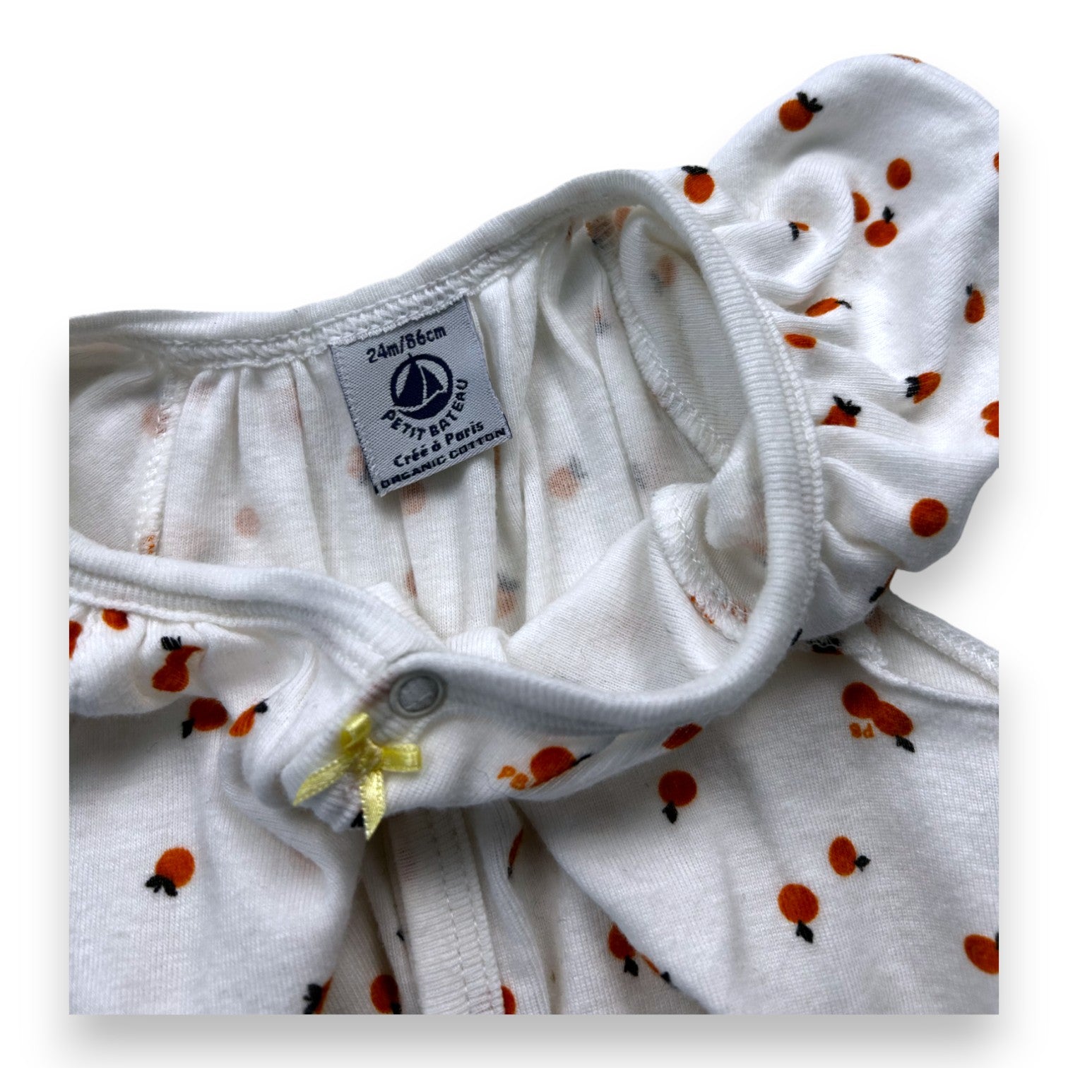 PETIT BATEAU - Combinaison blanche à motifs orange - 24 mois