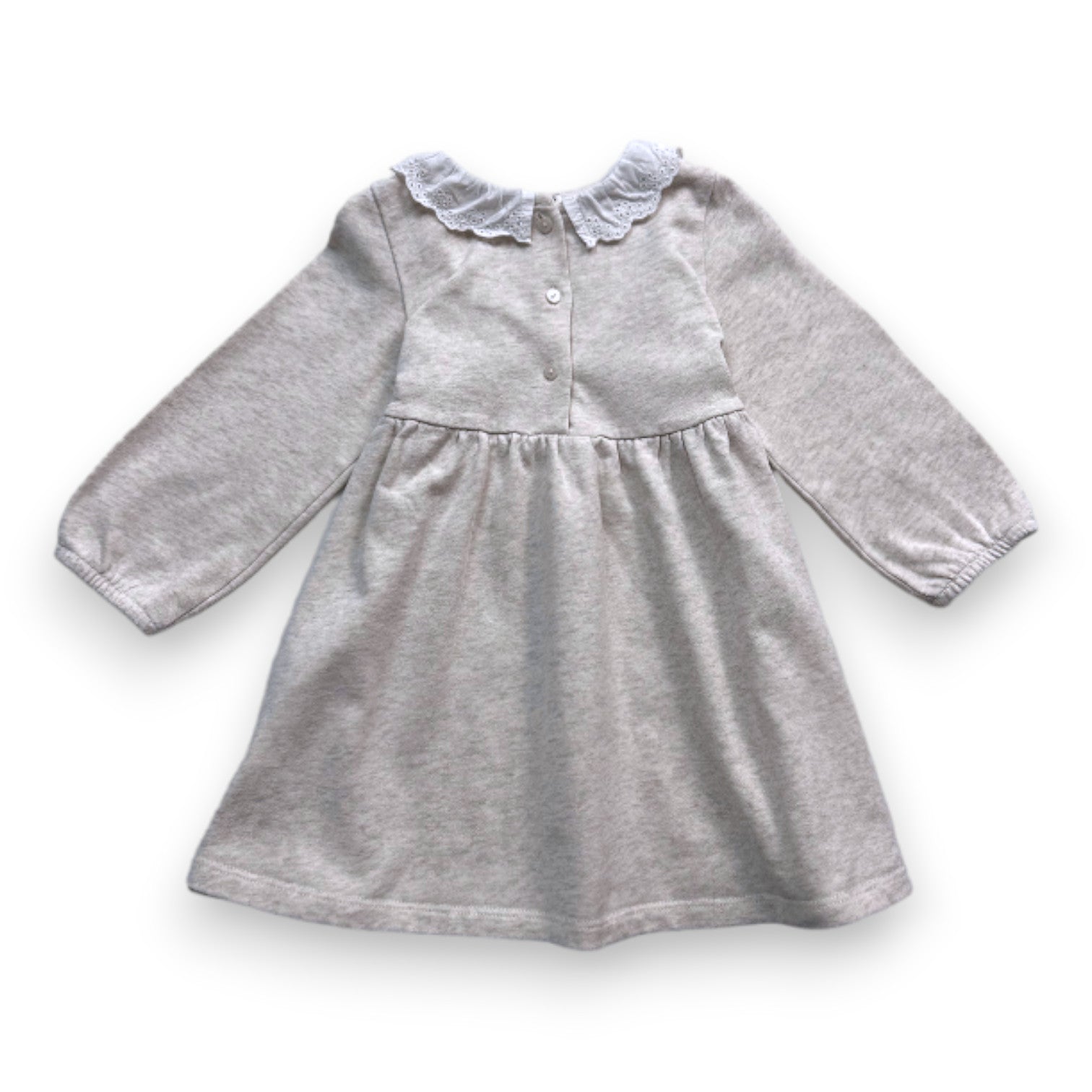 CYRILLUS - Robe beige avec col en dentelle - 2 ans