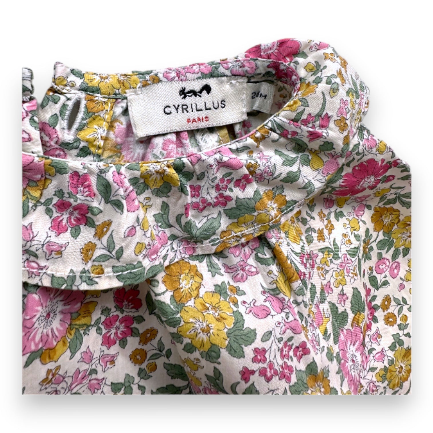 CYRILLUS - pink and yellow floral blouse - 2 years