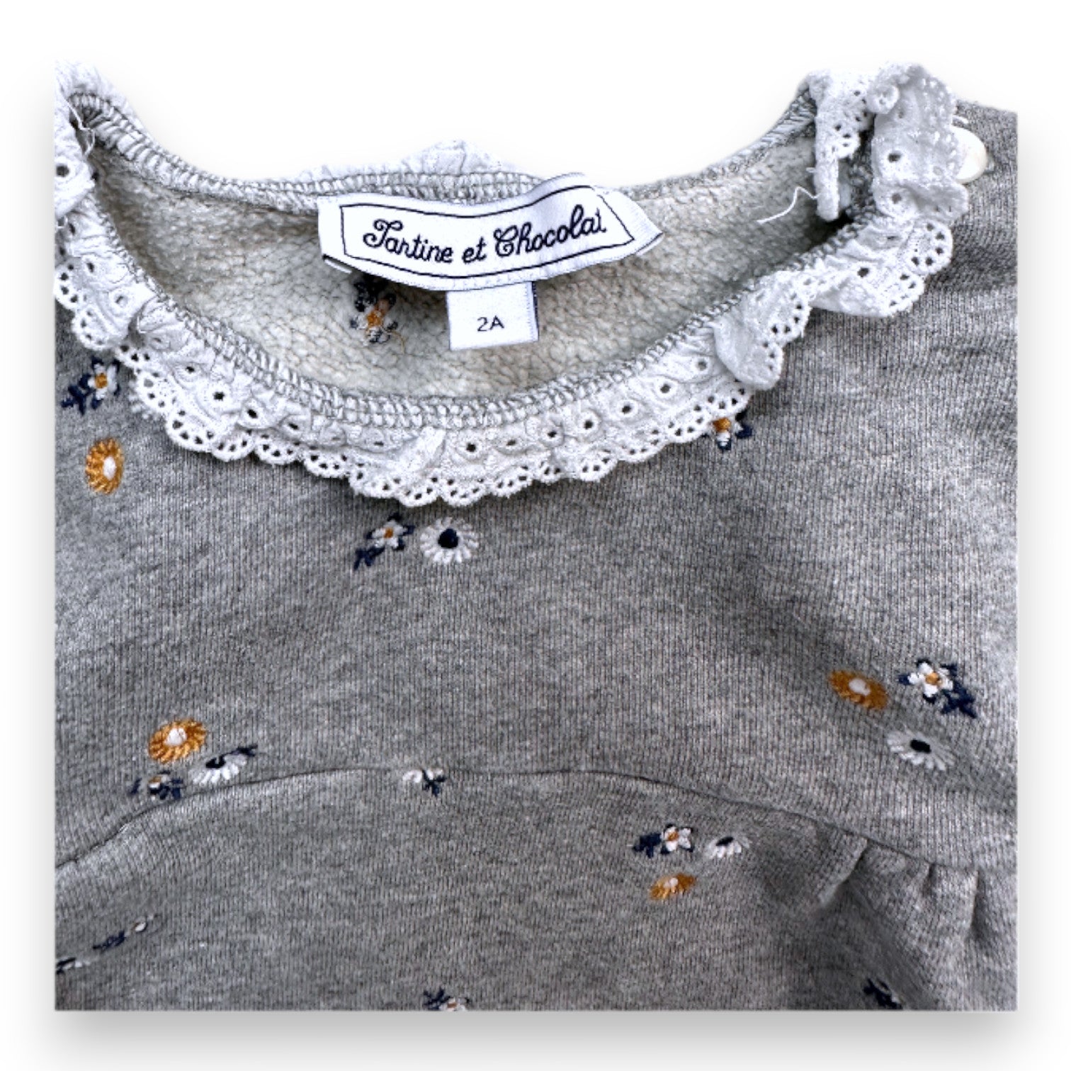 TARTINE ET CHOCOLAT - Graues Blumenkleid mit langen Ärmeln - 2 Jahre