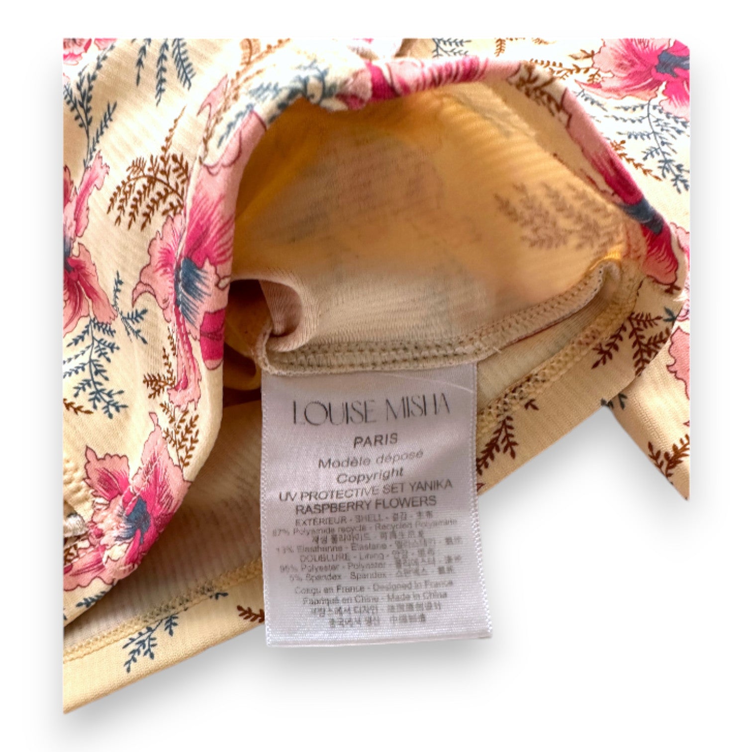 LOUISE MISHA - beige swimsuit set with pink flowers - 12 months