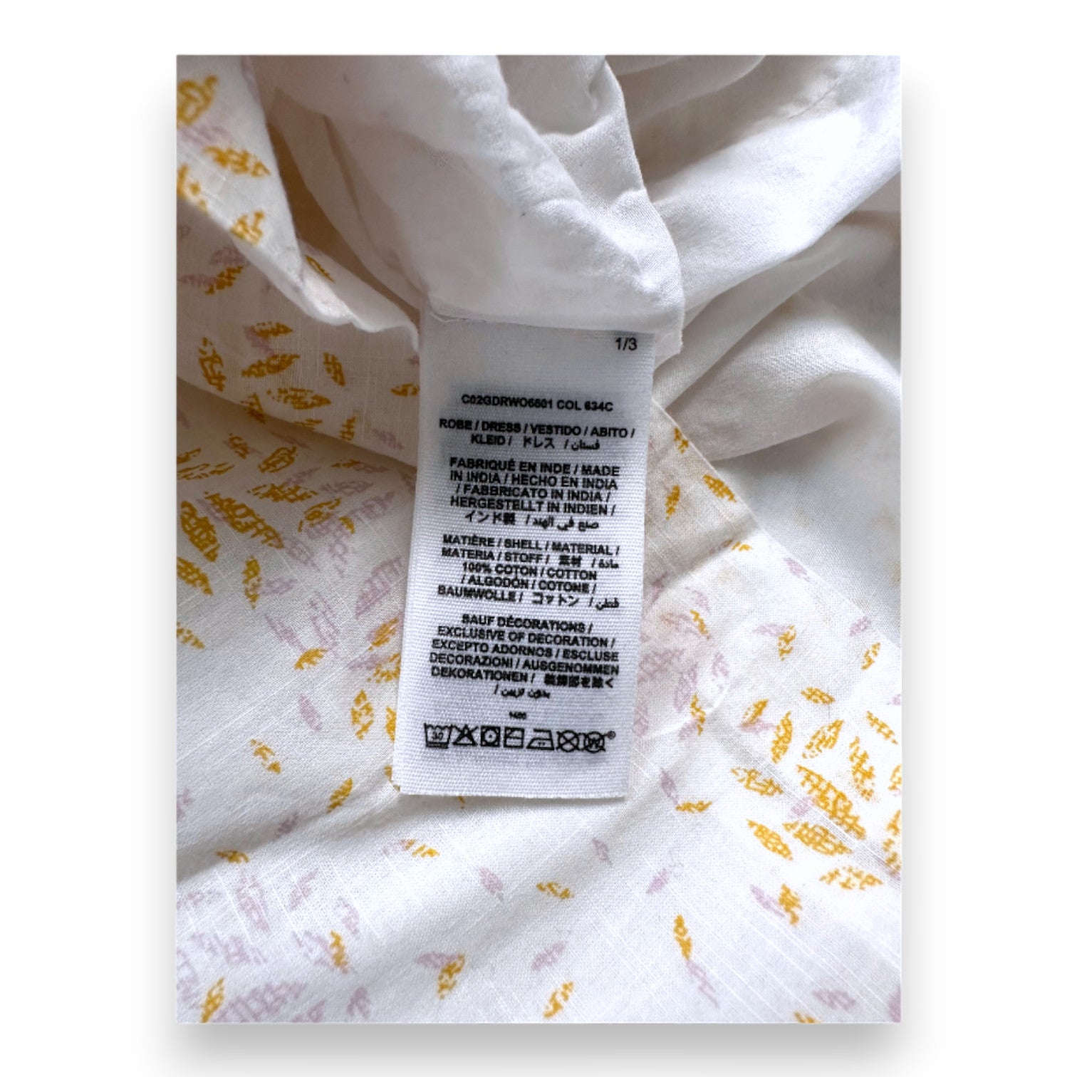 BONPOINT - Weißes Kleid mit lila und gelben Drucken - 4 Jahre