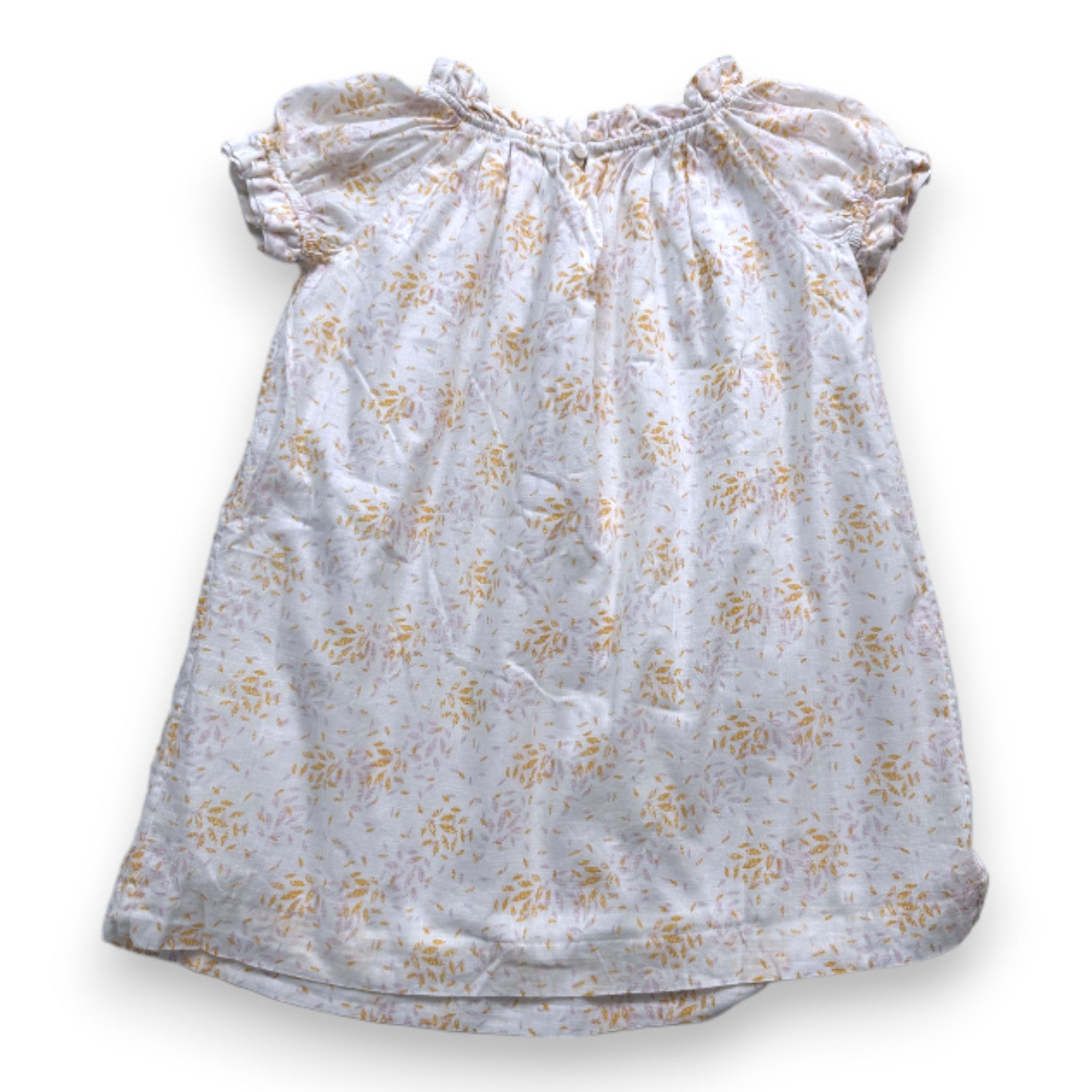 BONPOINT - Weißes Kleid mit lila und gelben Drucken - 4 Jahre