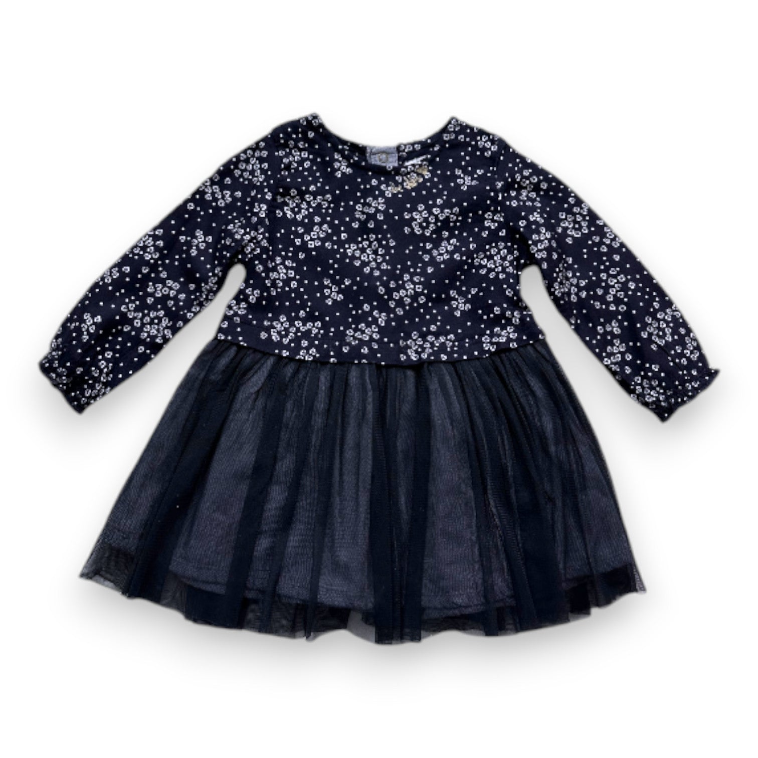 IKKS - Marineblaues Kleid mit weißen Blumen - 18 Monate