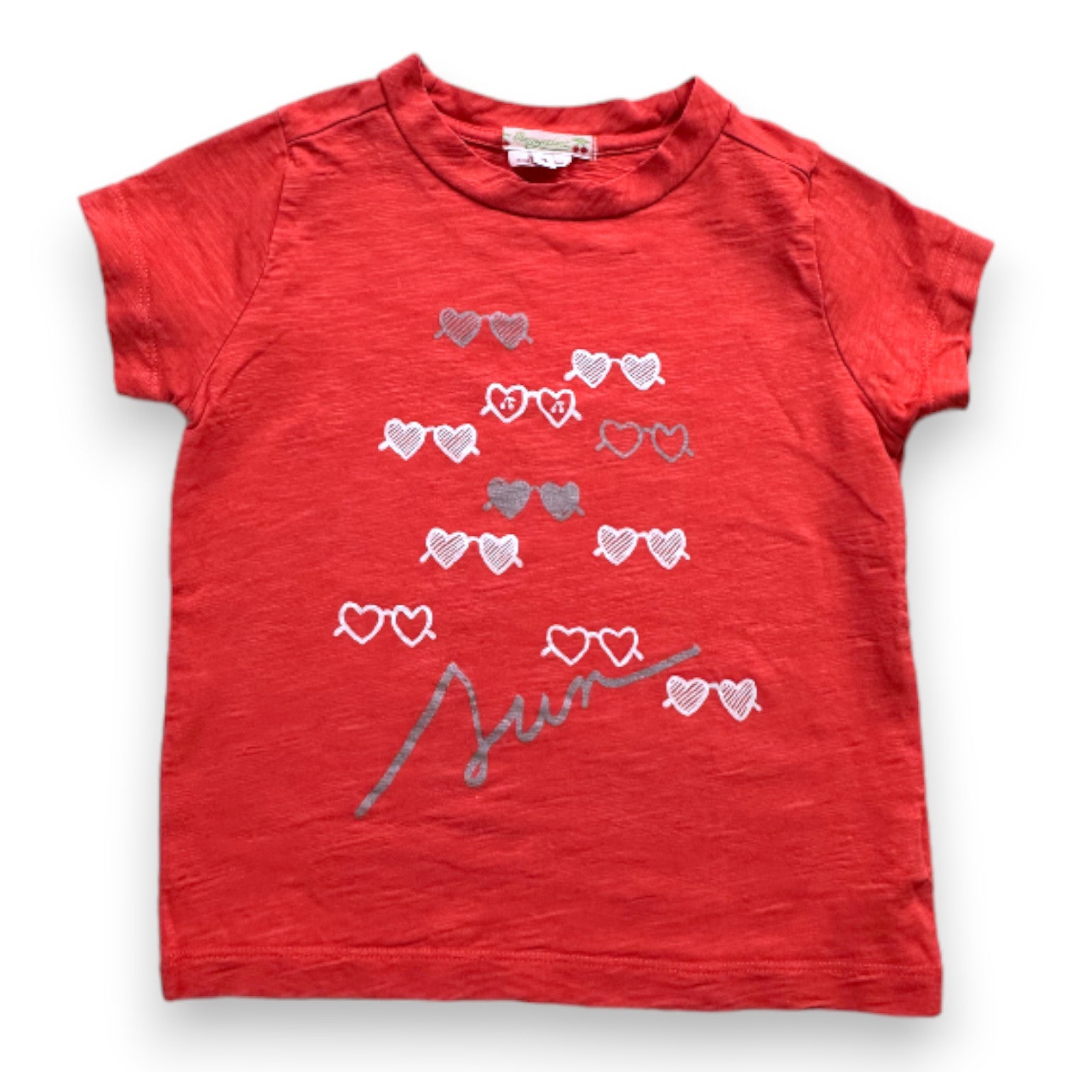 BONPOINT - Oranges T-Shirt mit Aufdrucken - 4 Jahre