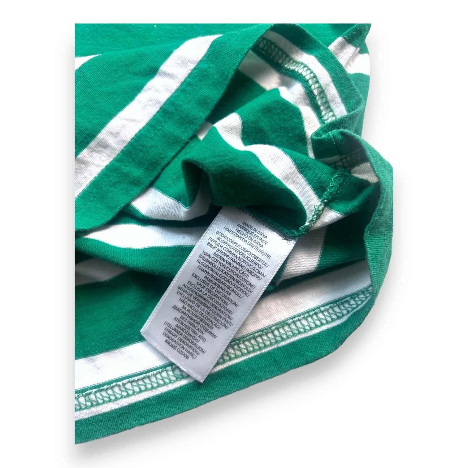 RALPH LAUREN - Green and white striped T-shirt - 2 years