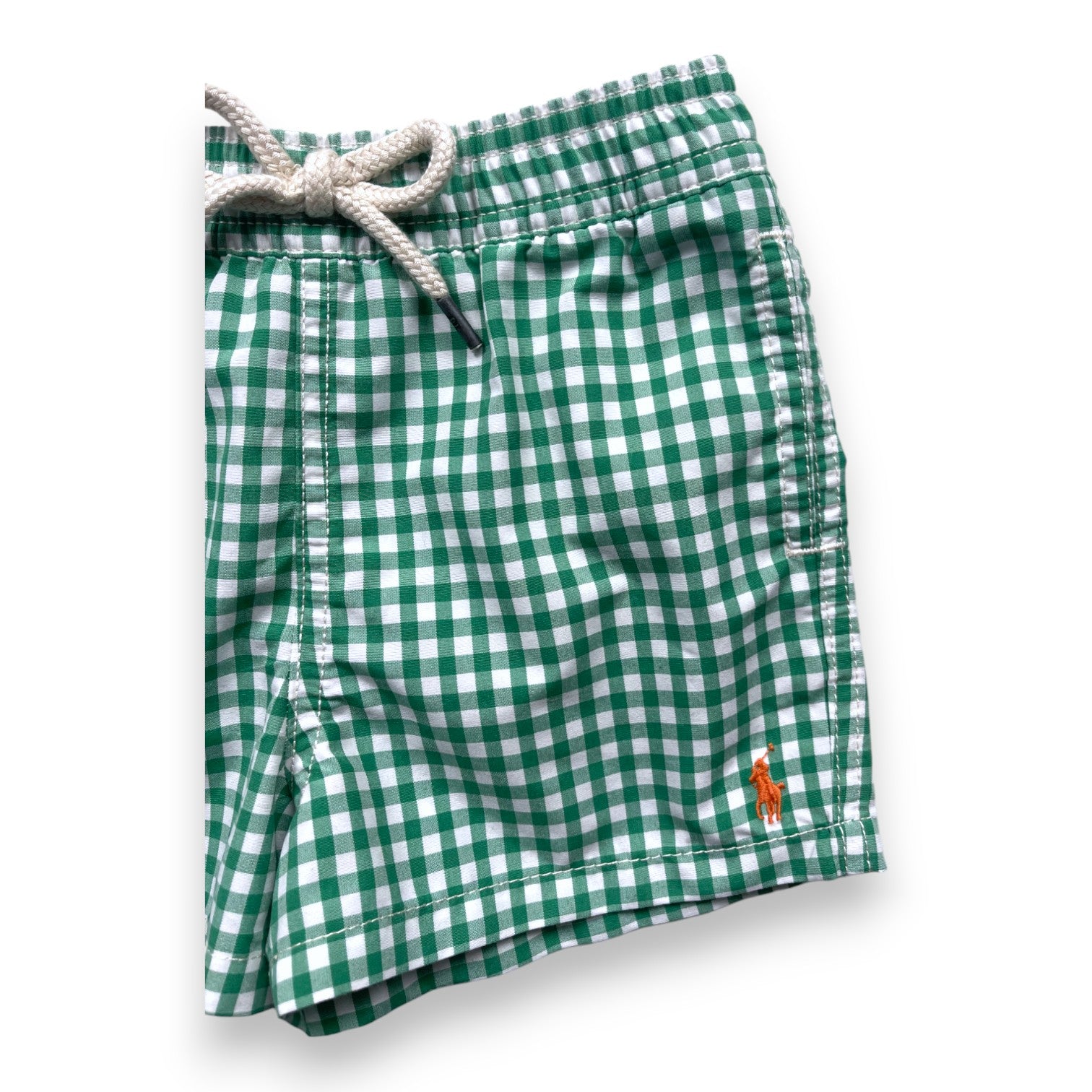 RALPH LAUREN - Green gingham swim shorts - 9 months