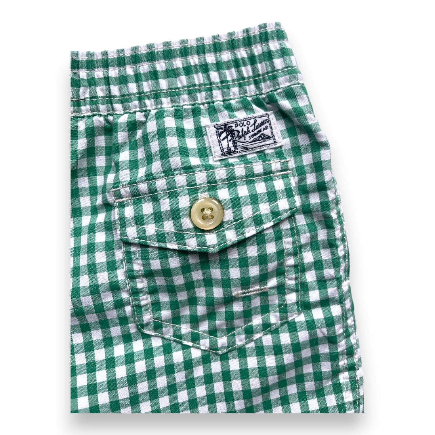 RALPH LAUREN - Green gingham swim shorts - 9 months