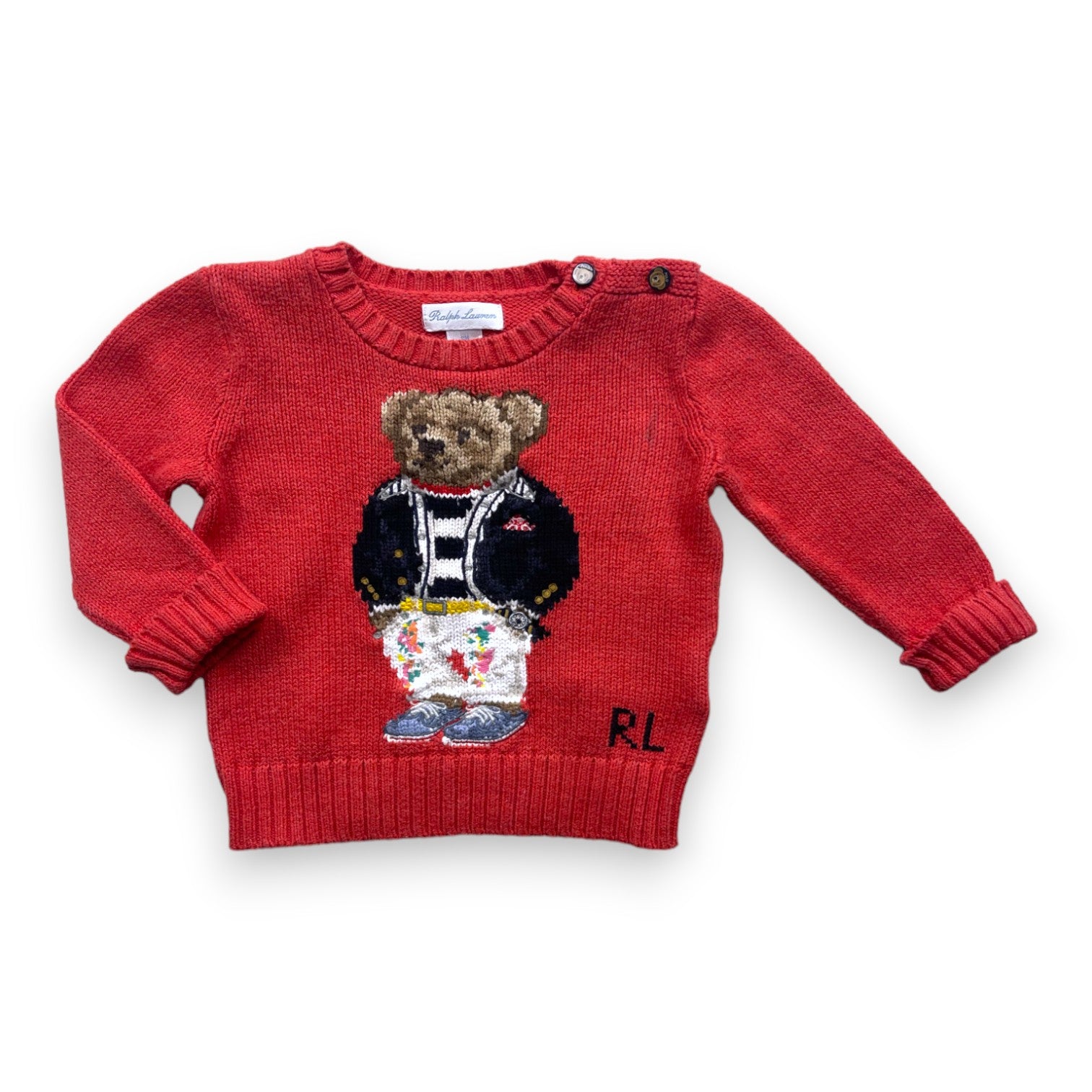 RALPH LAUREN - Red Teddy Bear sweater - 9 months