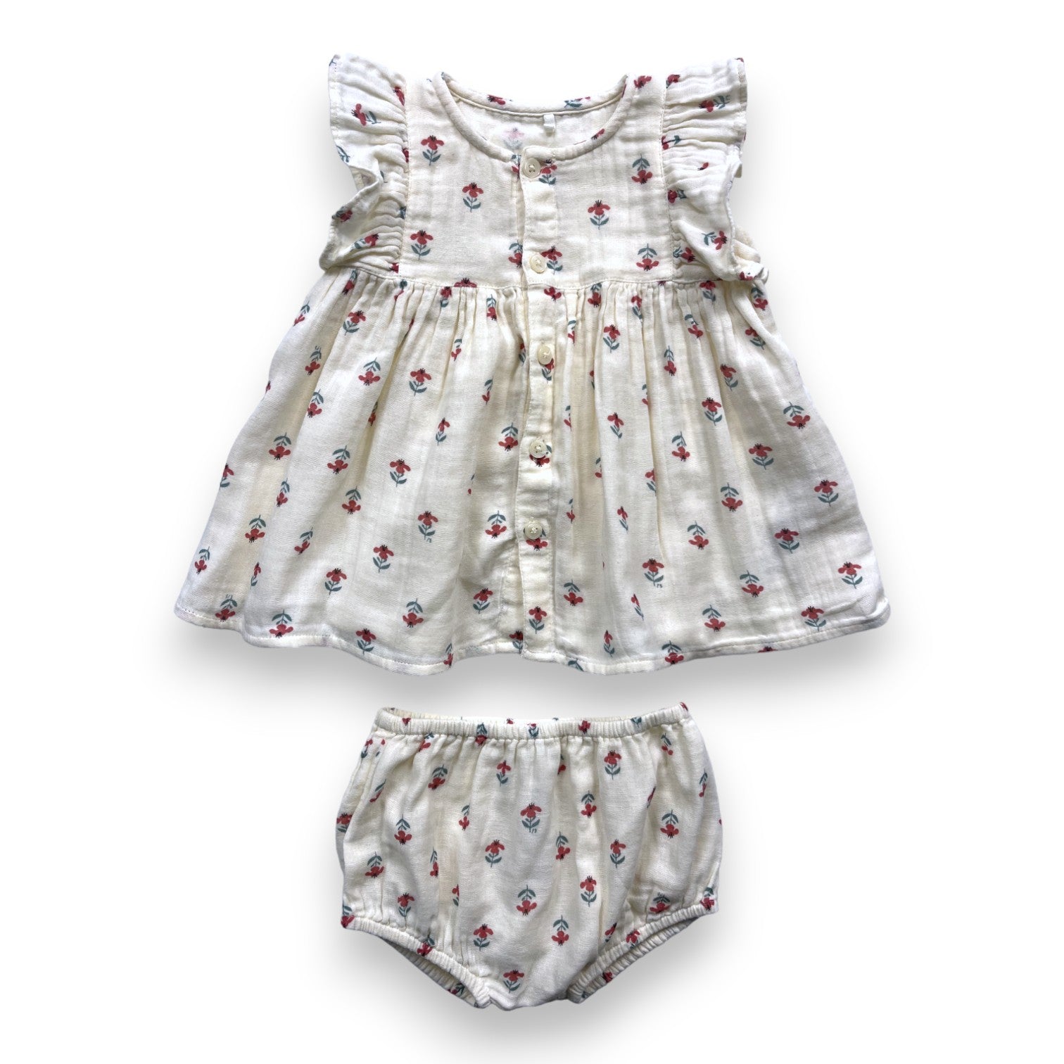 PETIT BATEAU - Floral bloomer dress set - 3 months