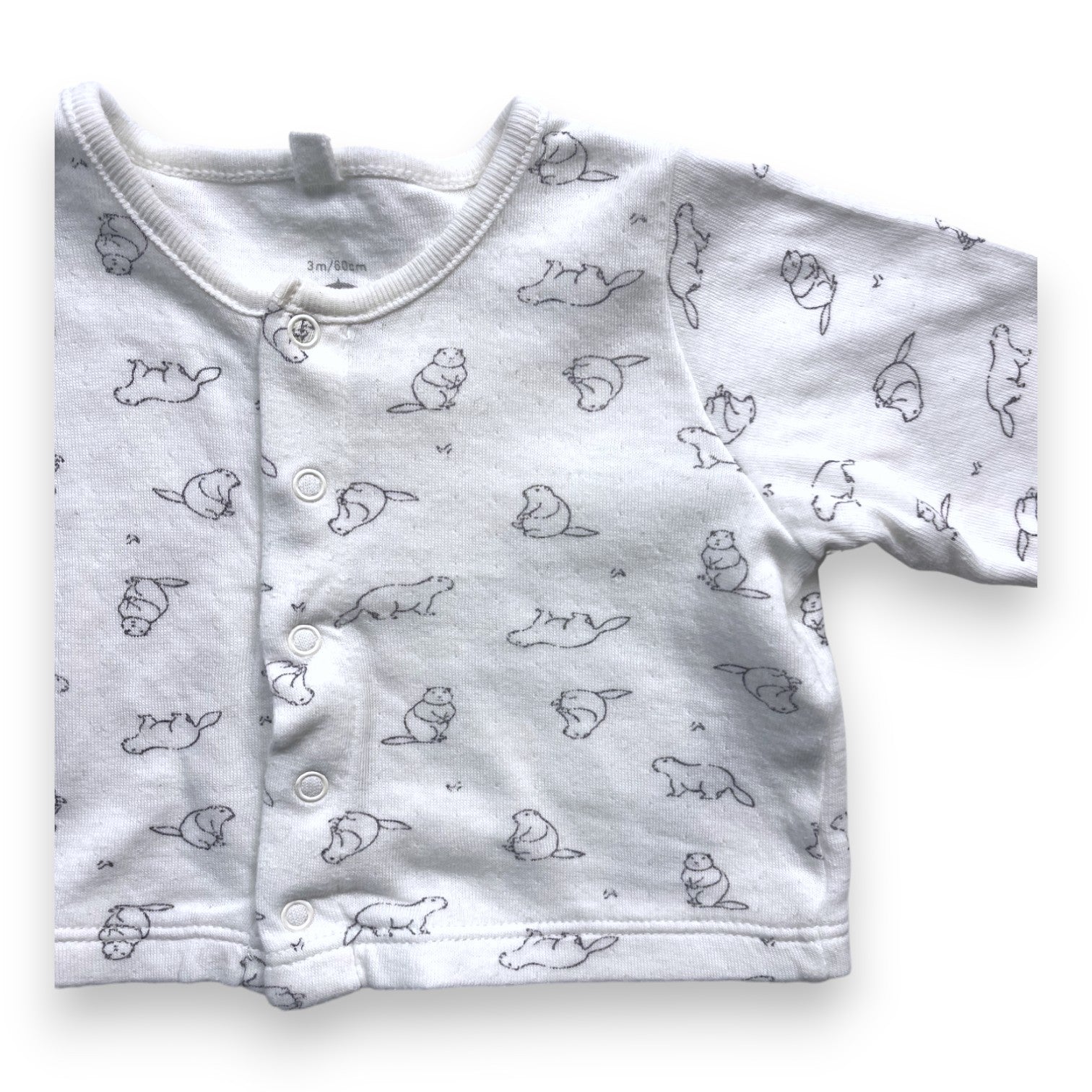 PETIT BATEAU - White patterned pajama set - 3 months