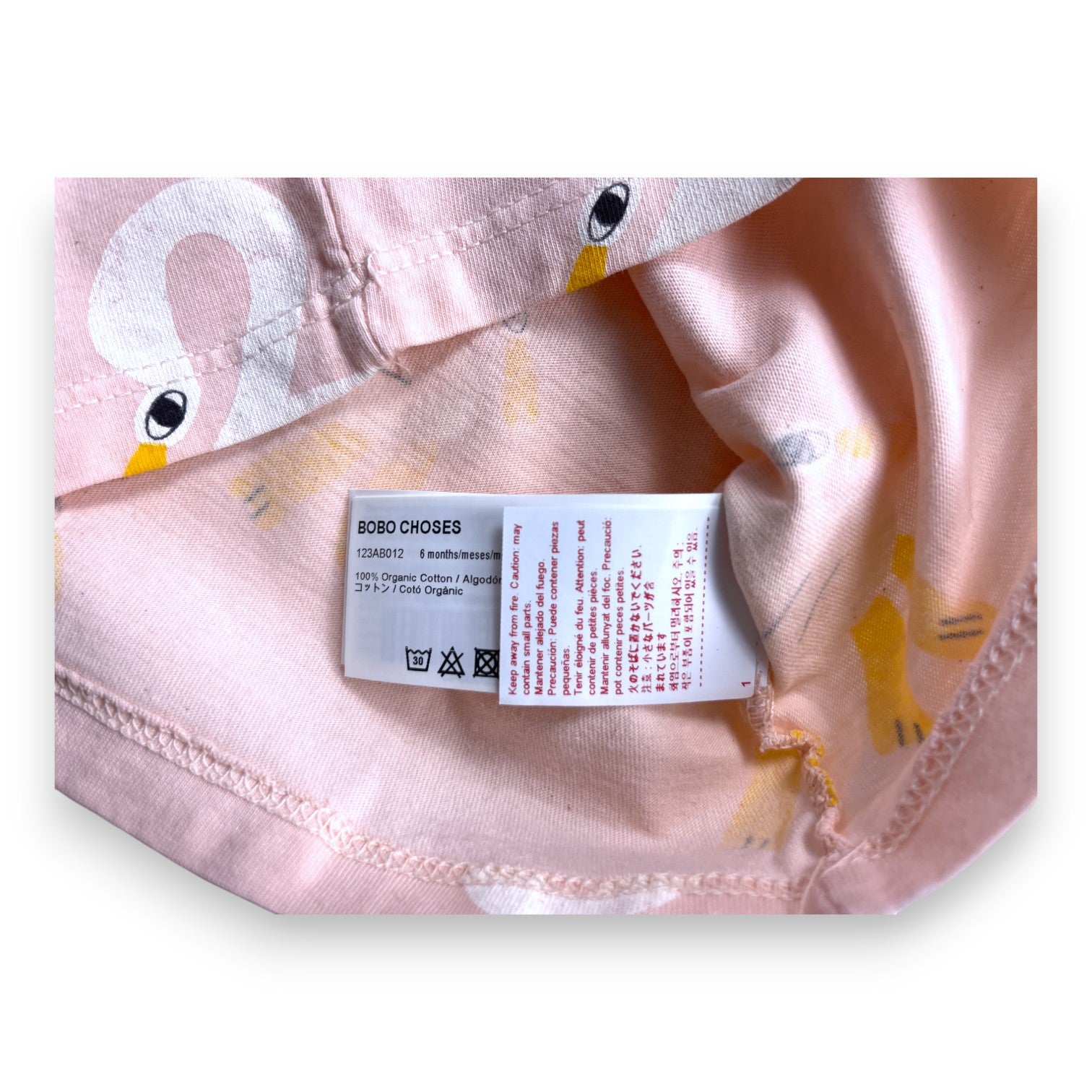 BOBO CHOSES - Pink swan motif t-shirt - 6 months
