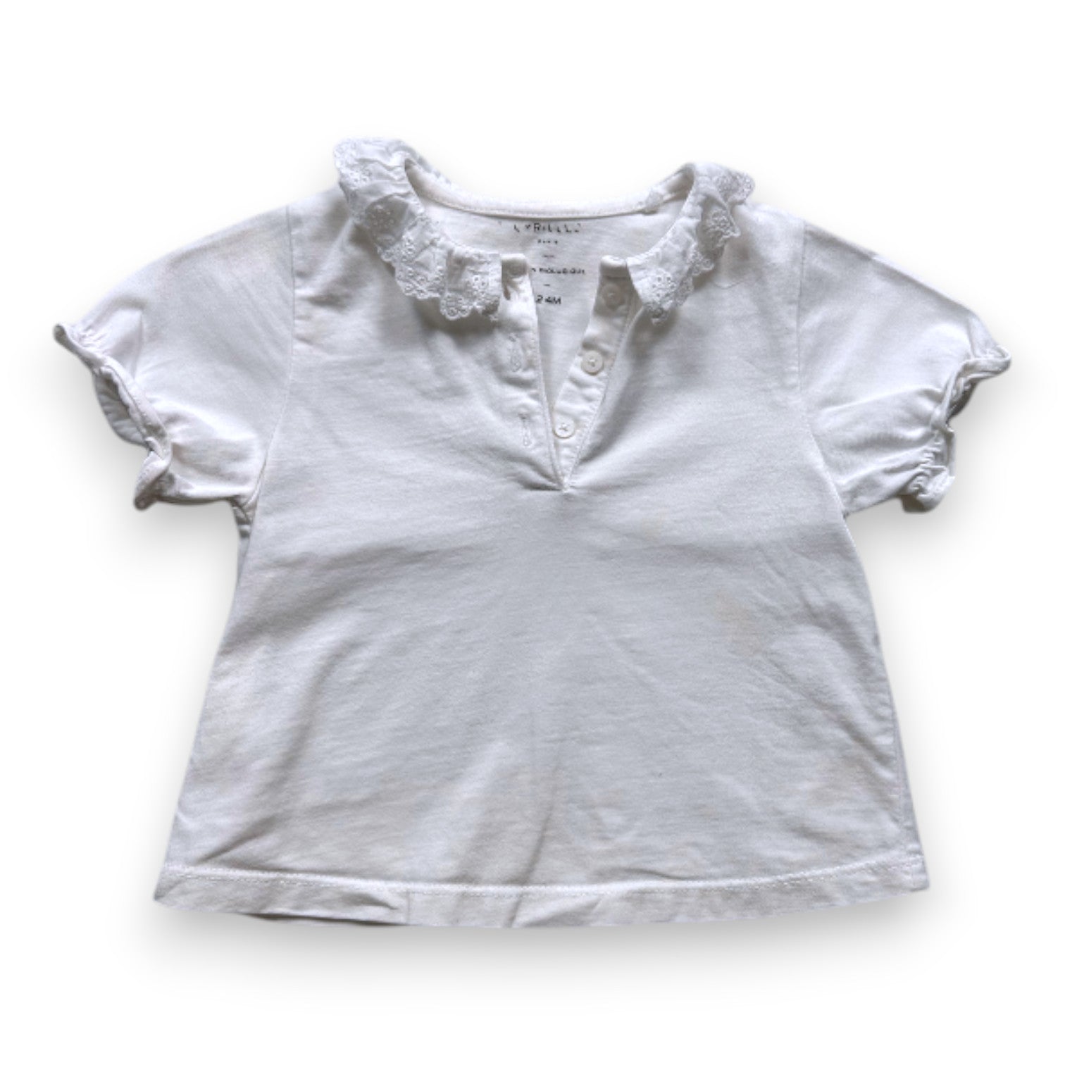 Cyrillus - White T-shirt with lace collar - 2 years