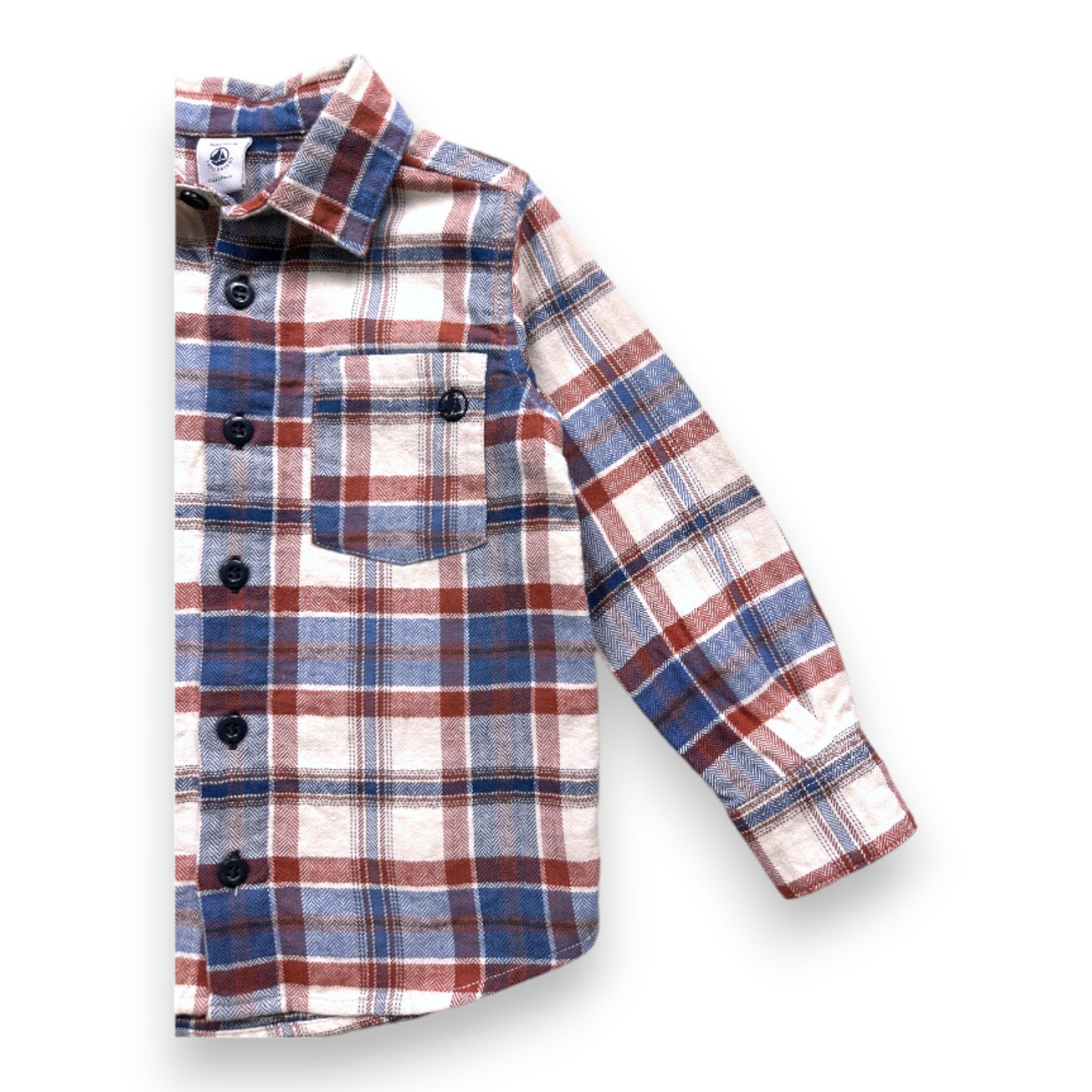 PETIT BATEAU - Chemise à carreaux bleue et rouge - 3 ans