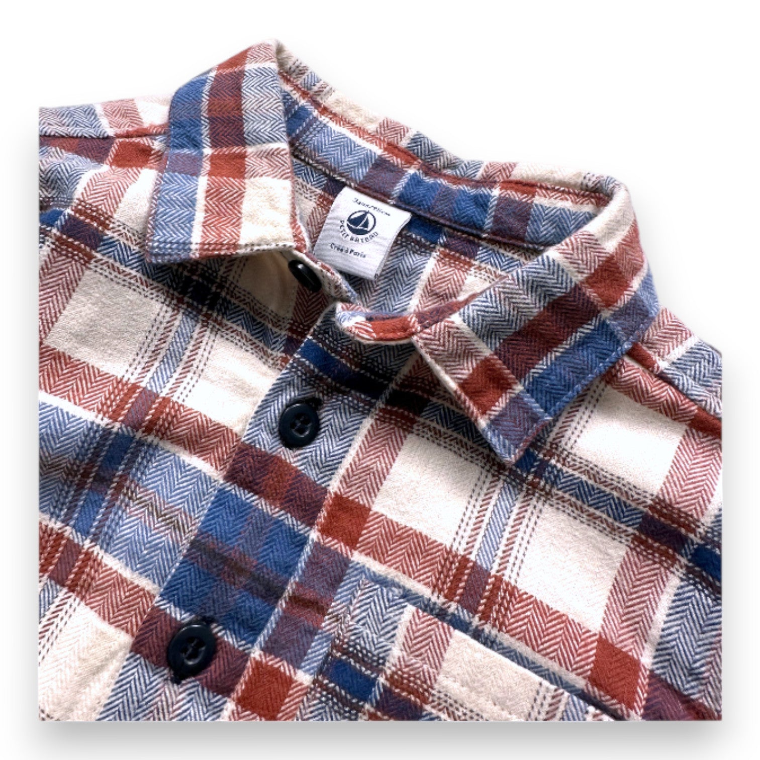 PETIT BATEAU - Blue and red checked shirt - 3 years