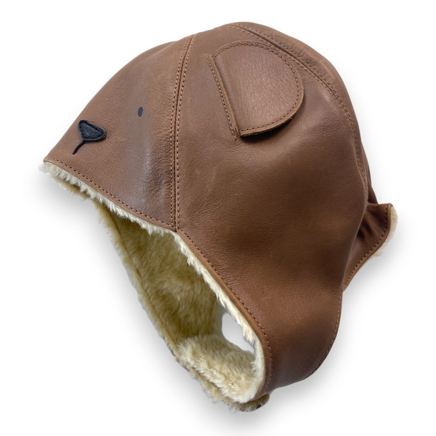 DONSJE - Bonnet marron en cuir ours - 3/4 ans