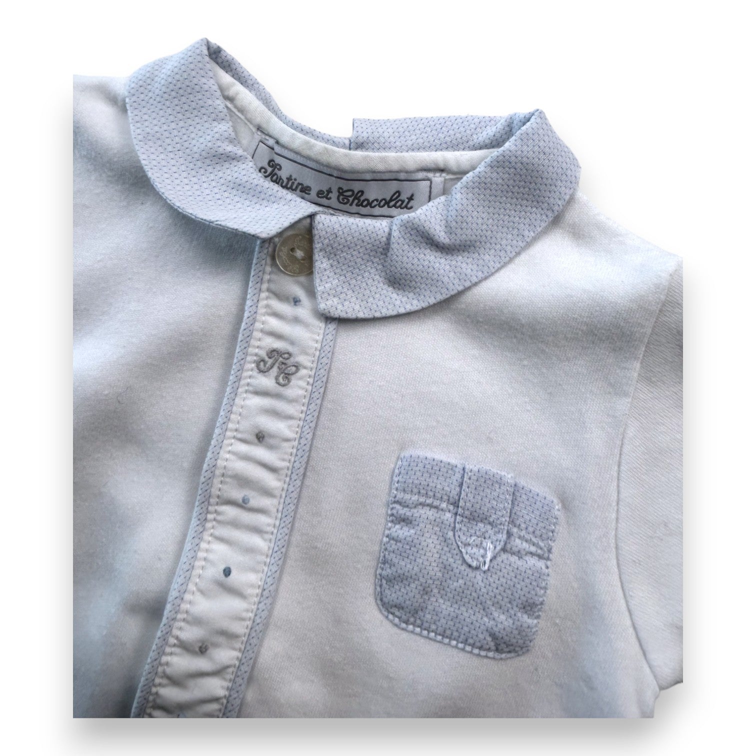 TARTINE ET CHOCOLAT - Pyjama blanc col claudine - 3 mois