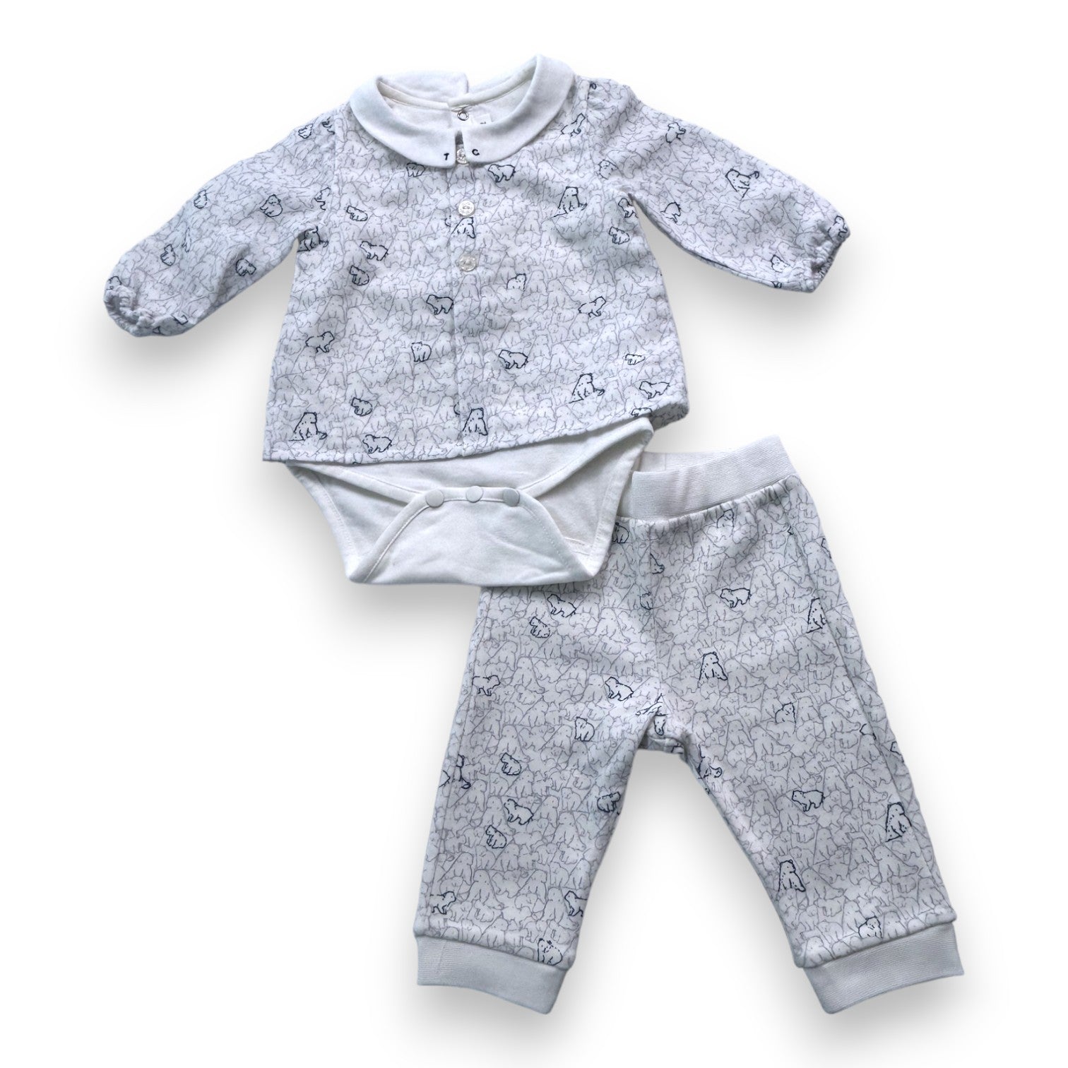 TARTINE ET CHOCOLAT - Ensemble imprimé ours - 3 mois