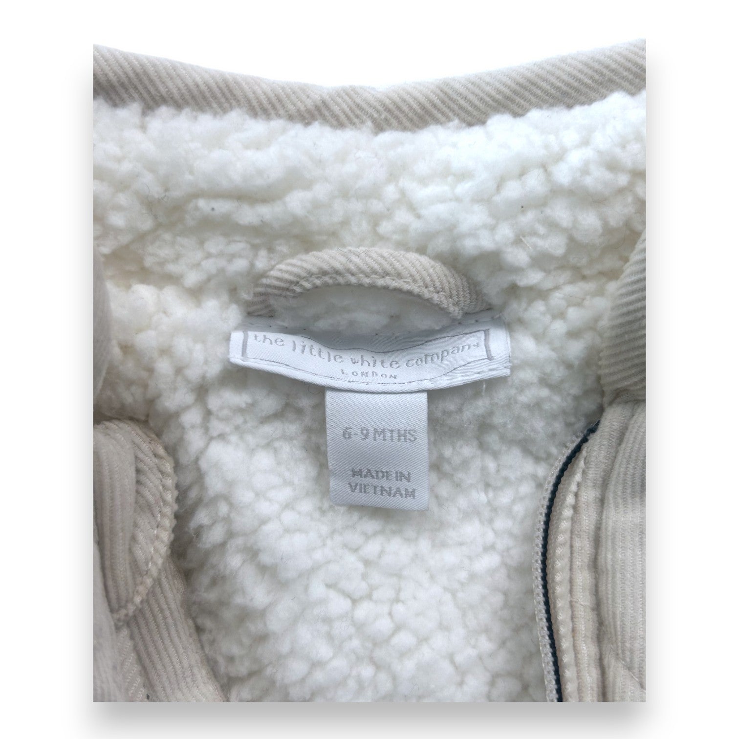 THE LITTLE WHITE COMPANY - Beige sleeveless down jacket - 6/9 months