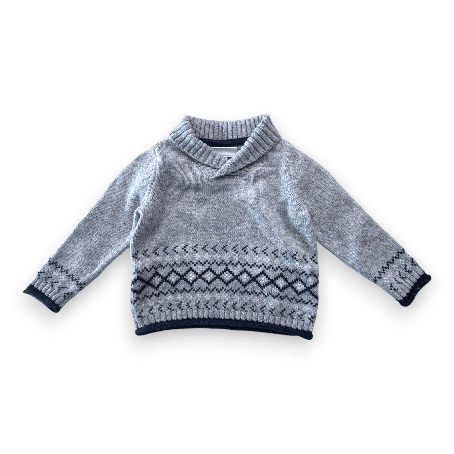 THE LITTLE WHITE COMPANY - Pull gris en laine - 3/6 mois