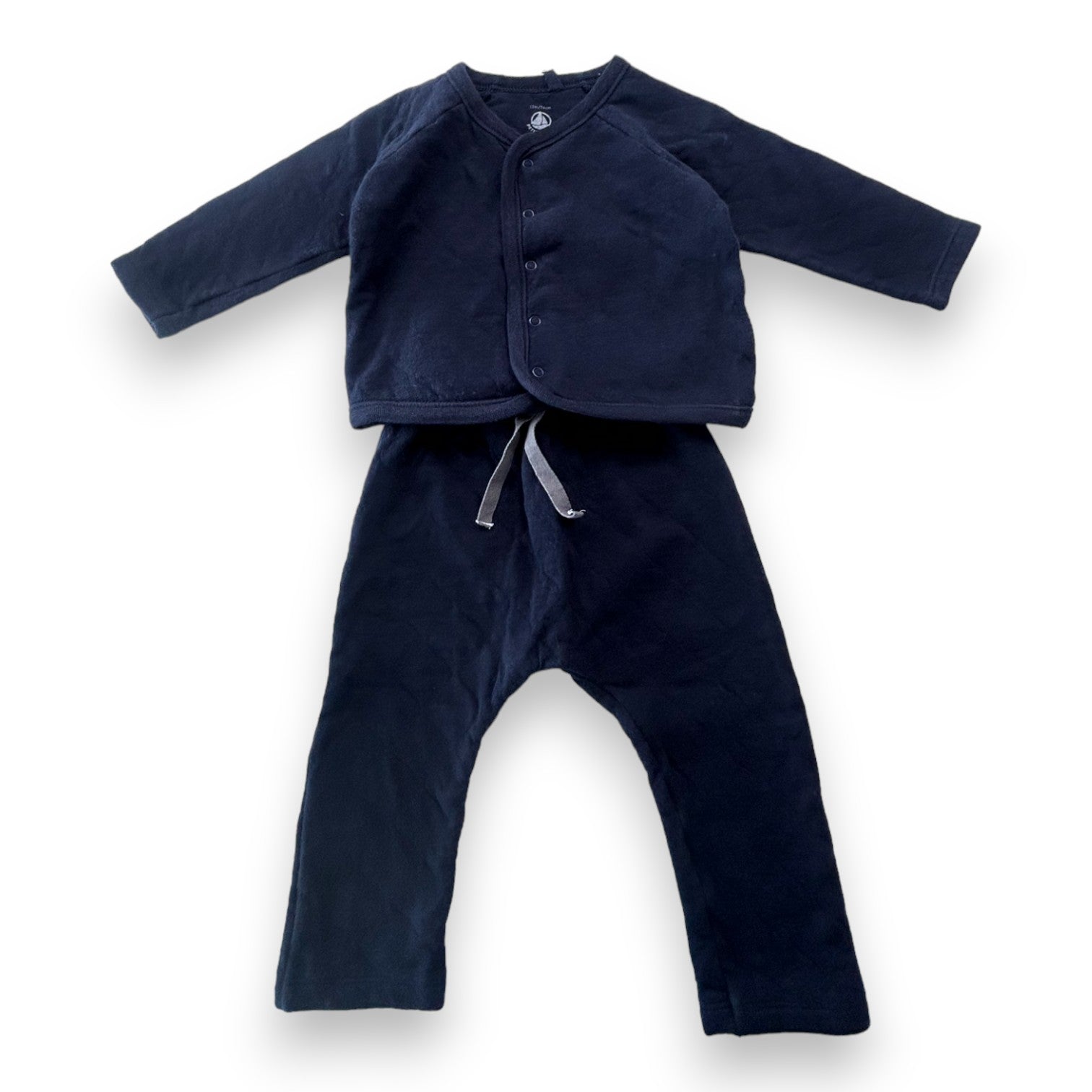 PETIT BATEAU - Ensemble en molleton bleu - 12 mois
