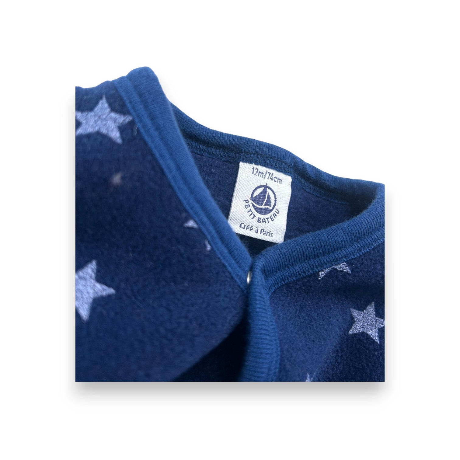 PETIT BATEAU - Star print fleece pajamas - 12 months