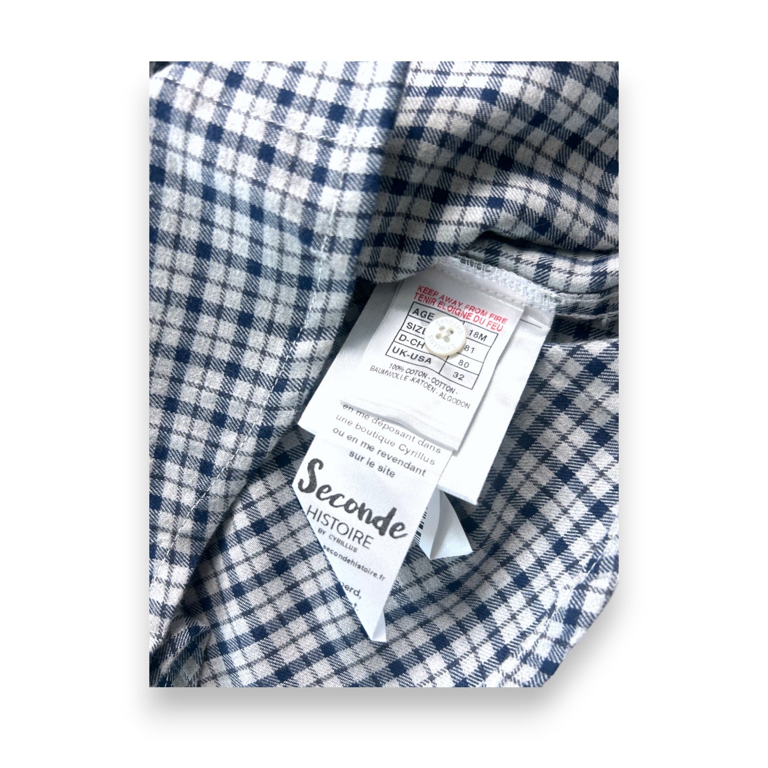 CYRILLUS - Blue checked shirt (new) - 18 months