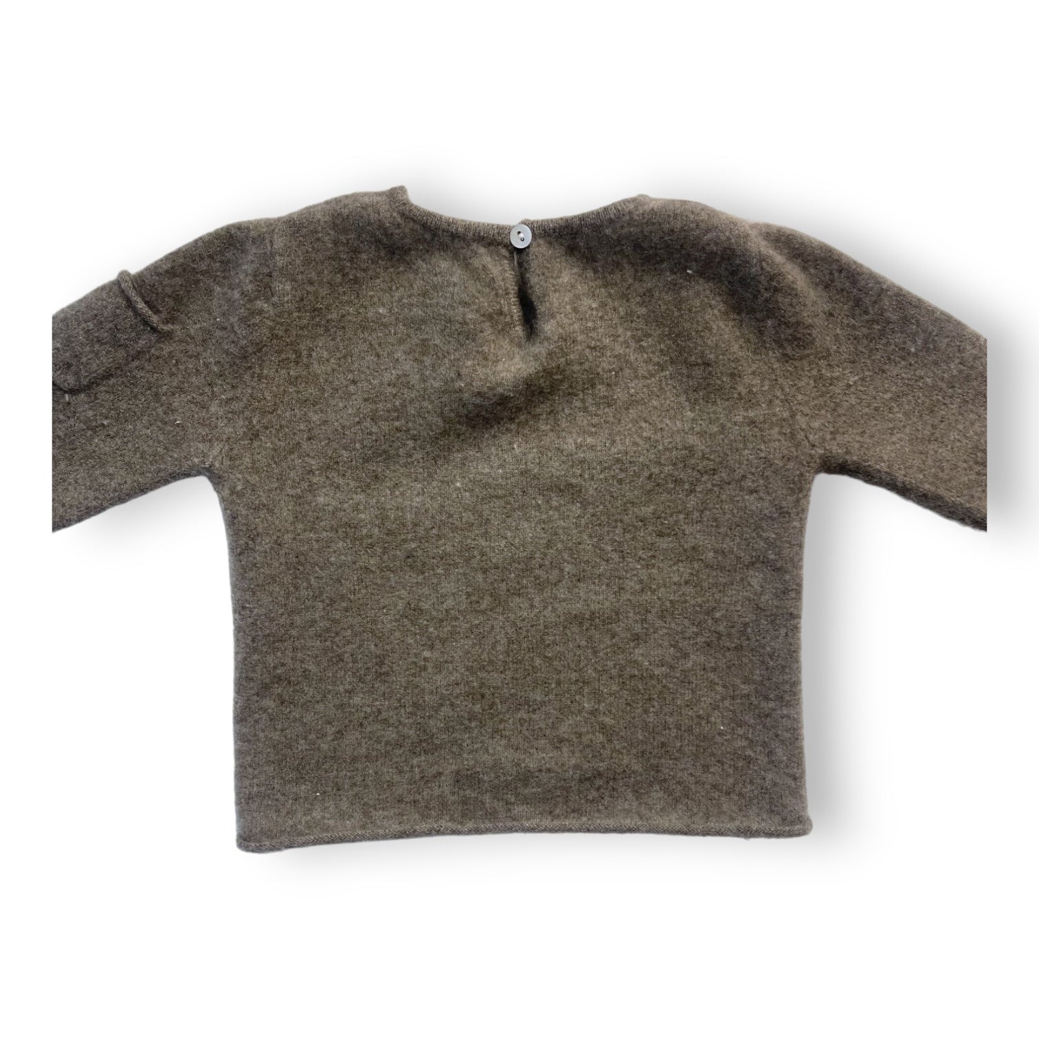 VINTAGE - Khaki cashmere sweater with elephant pattern - 6/12 months