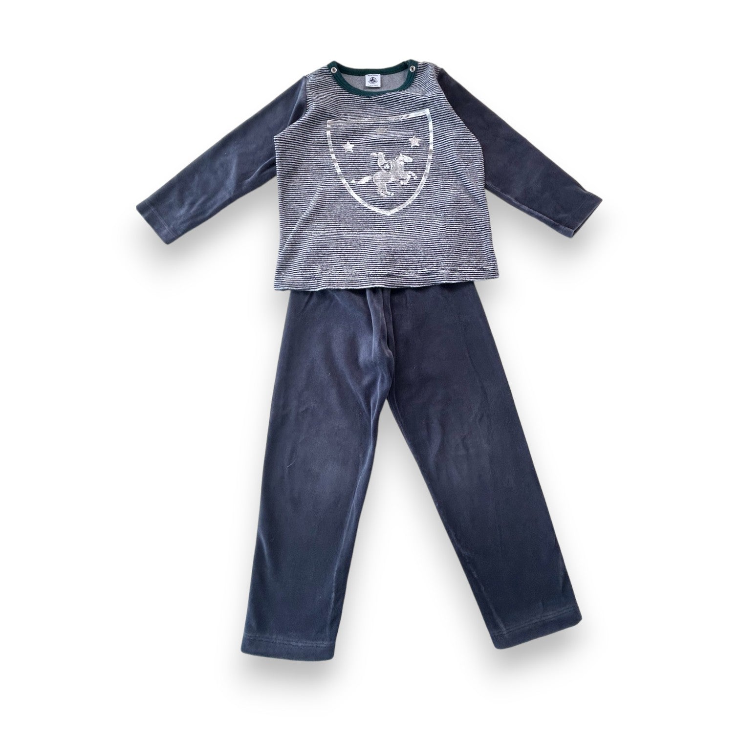 PETIT BATEAU - Pyjama en velours à rayures blanches - 4 ans