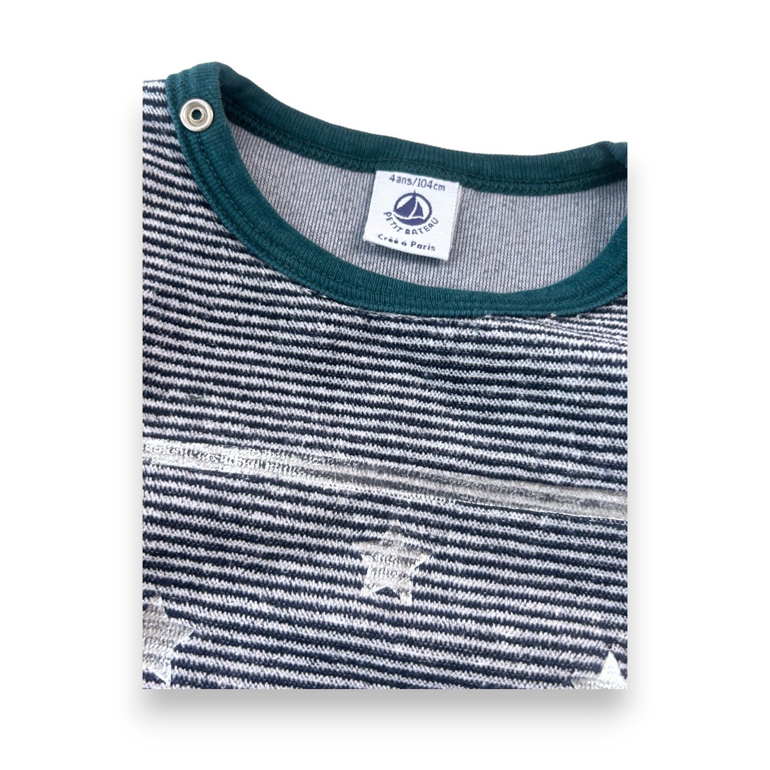 PETIT BATEAU - Pyjama en velours à rayures blanches - 4 ans