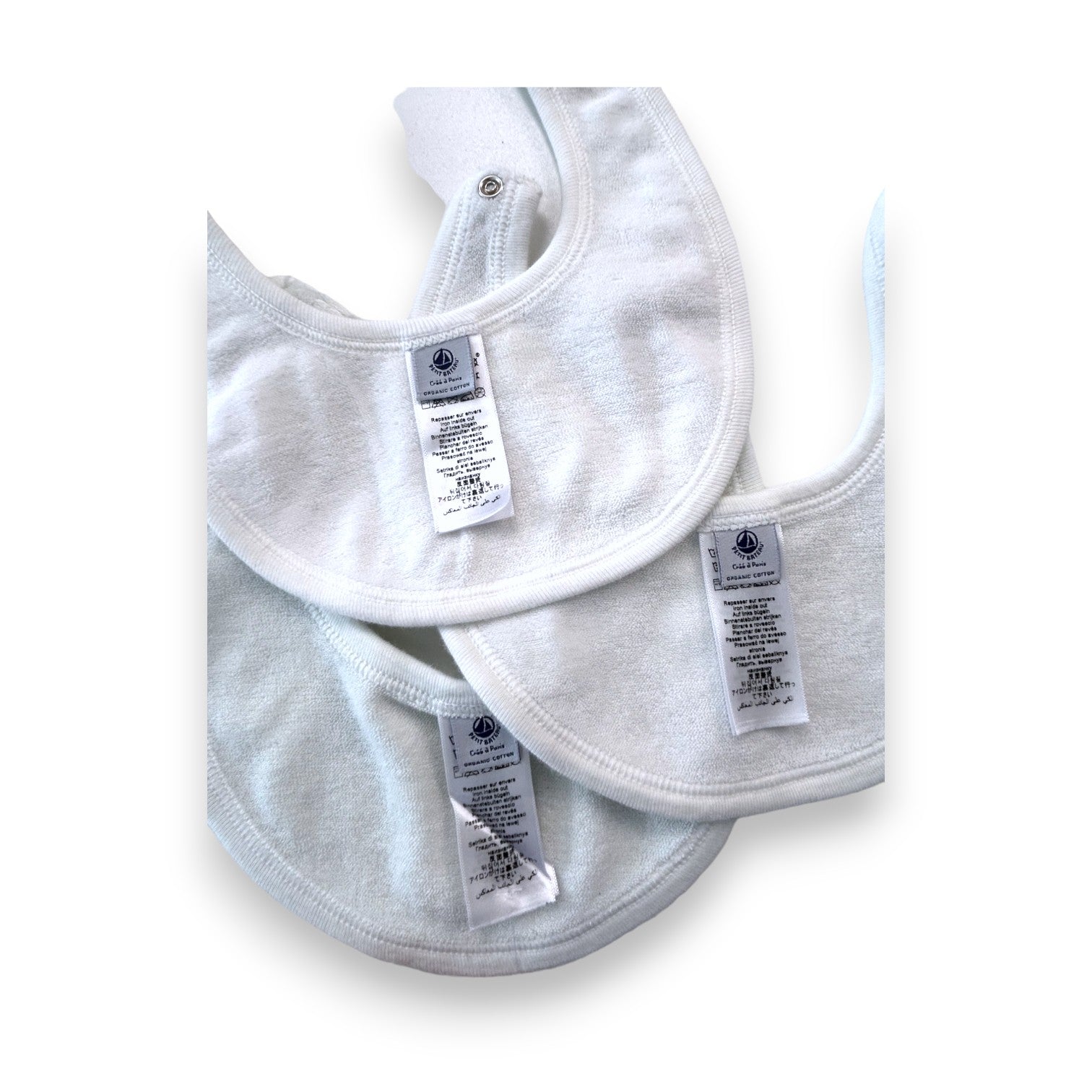 PETIT BATEAU - Lots de bavoirs blanc - Taille unique