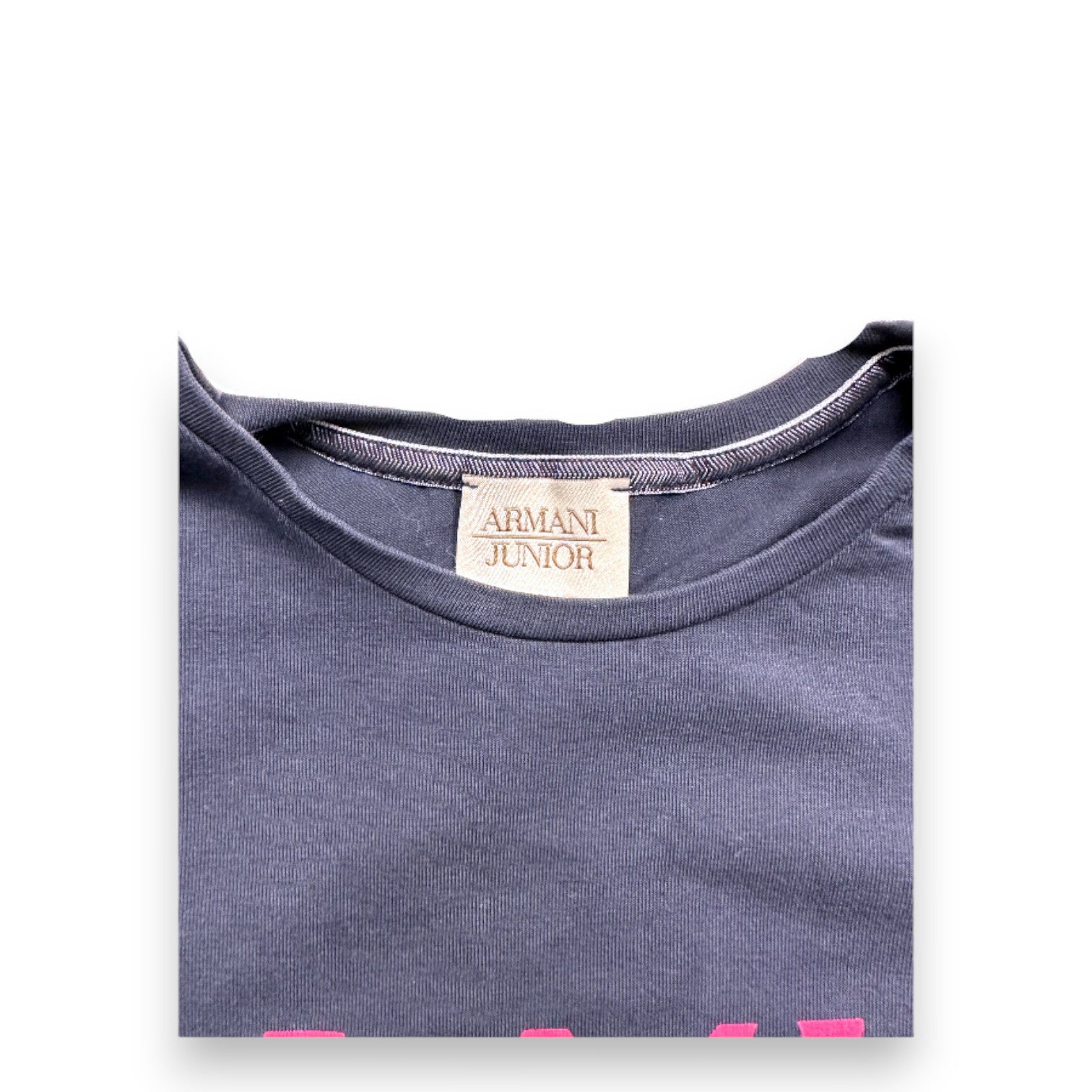 ARMANI - T-shirt à manches longues bleu avec imprimé rose - 7 ans