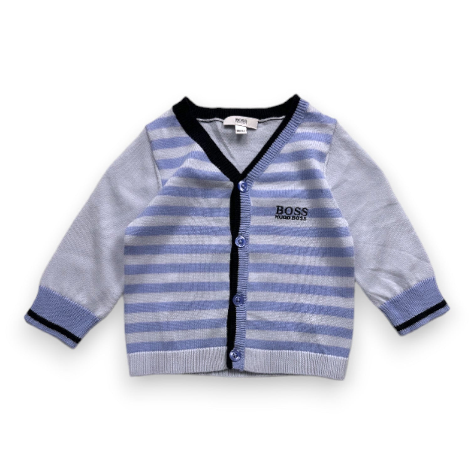 HUGO BOSS - blue striped cardigan - 6 months