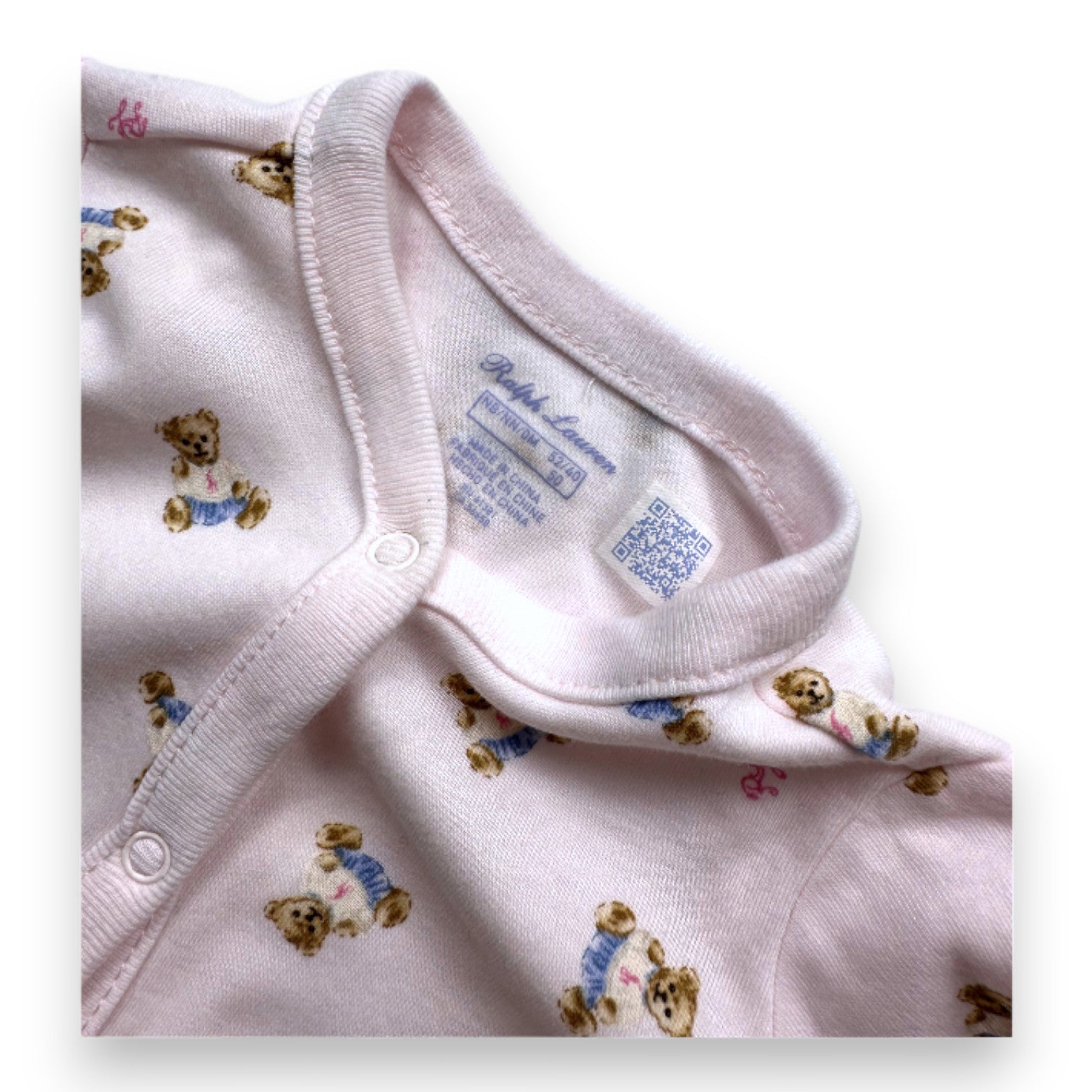 RALPH LAUREN - Pink jumpsuit with bear print - 1 month