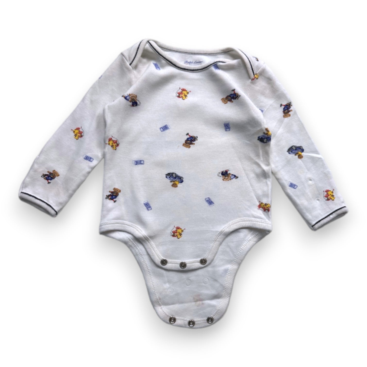 RALPH LAUREN - White long-sleeved bodysuit with prints - 3 months