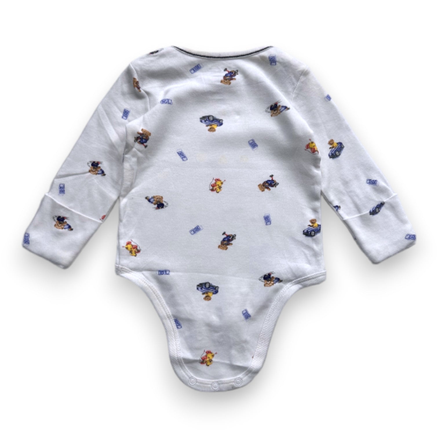 RALPH LAUREN - White long-sleeved bodysuit with prints - 3 months