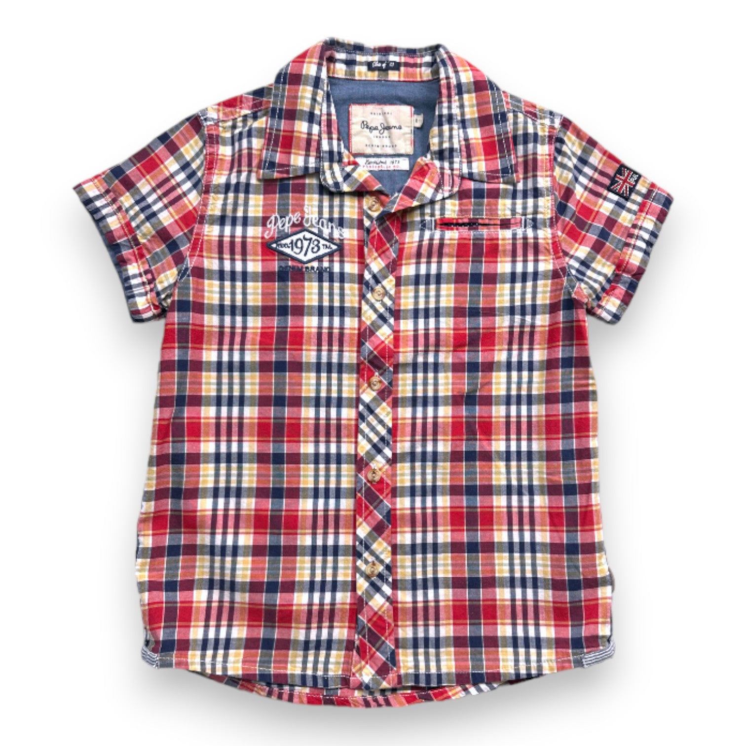 PEPE JEAN - Chemise rouge et bleue à carreaux à manches courtes - 8 ans