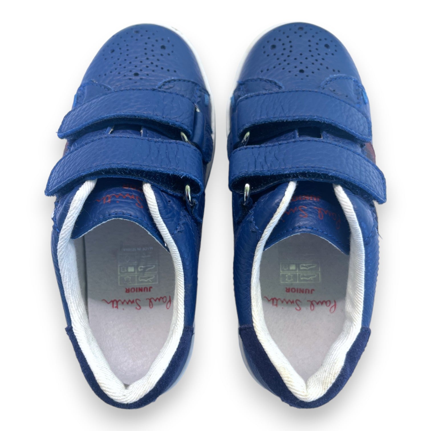 PAUL SMITH - Baskets cuir bleu marine bandes colorées - 26