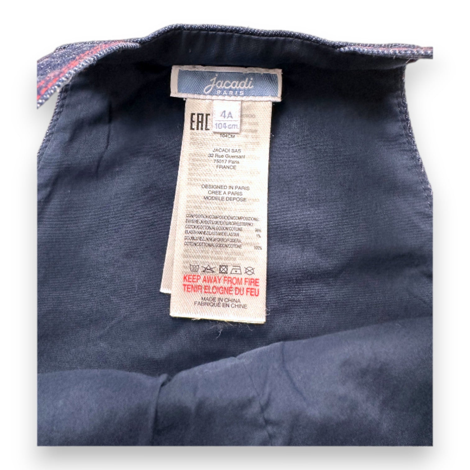 JACADI - salopette bleue en jean - 4 ans