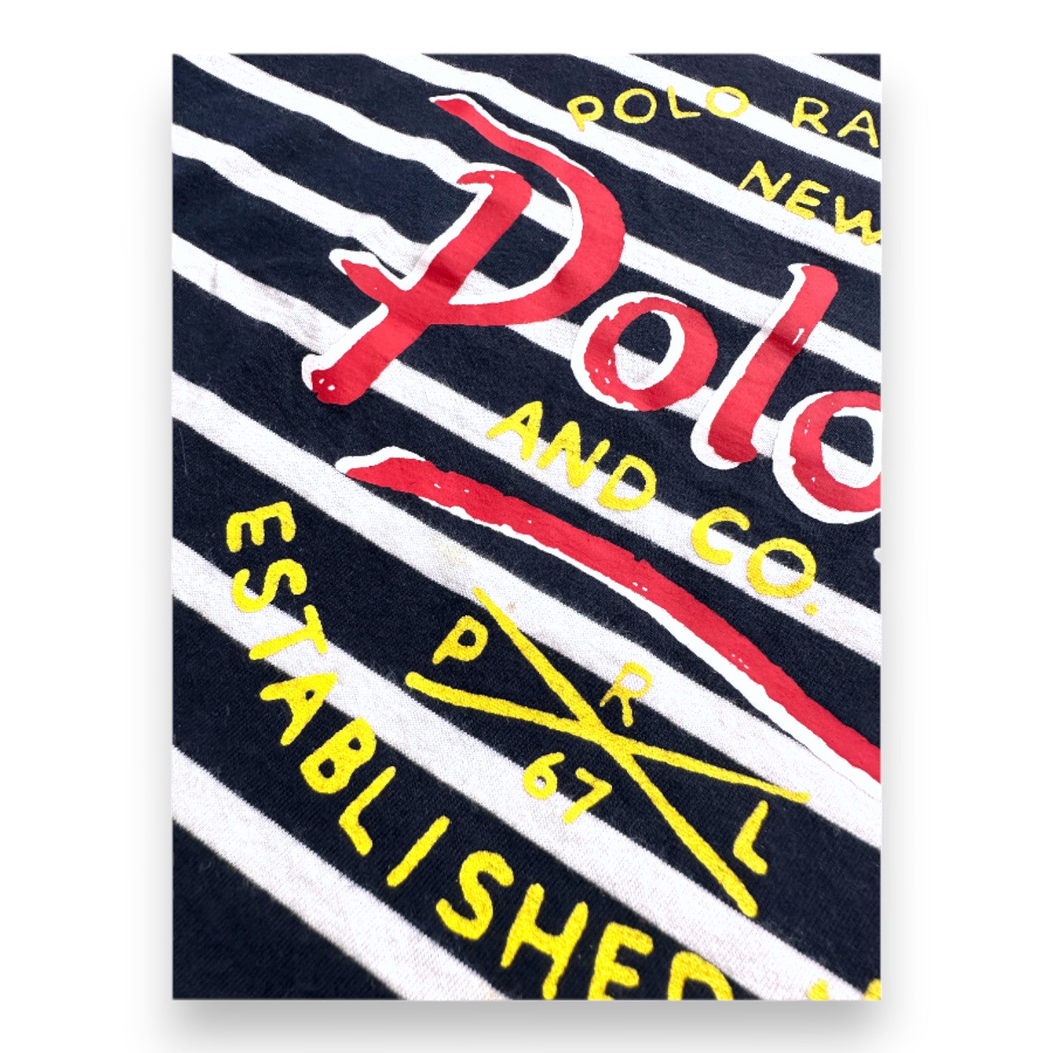 RALPH LAUREN - White and blue striped printed T-shirt - 8 years