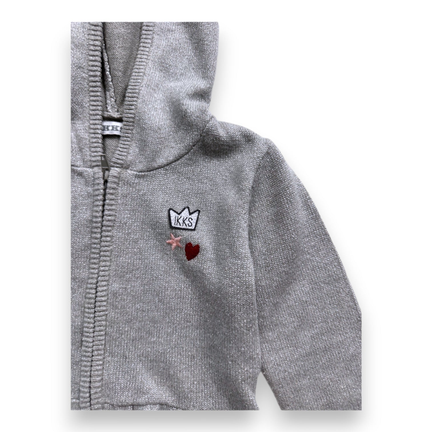 IKKS - Grey zipped cardigan with payettes - 18 months