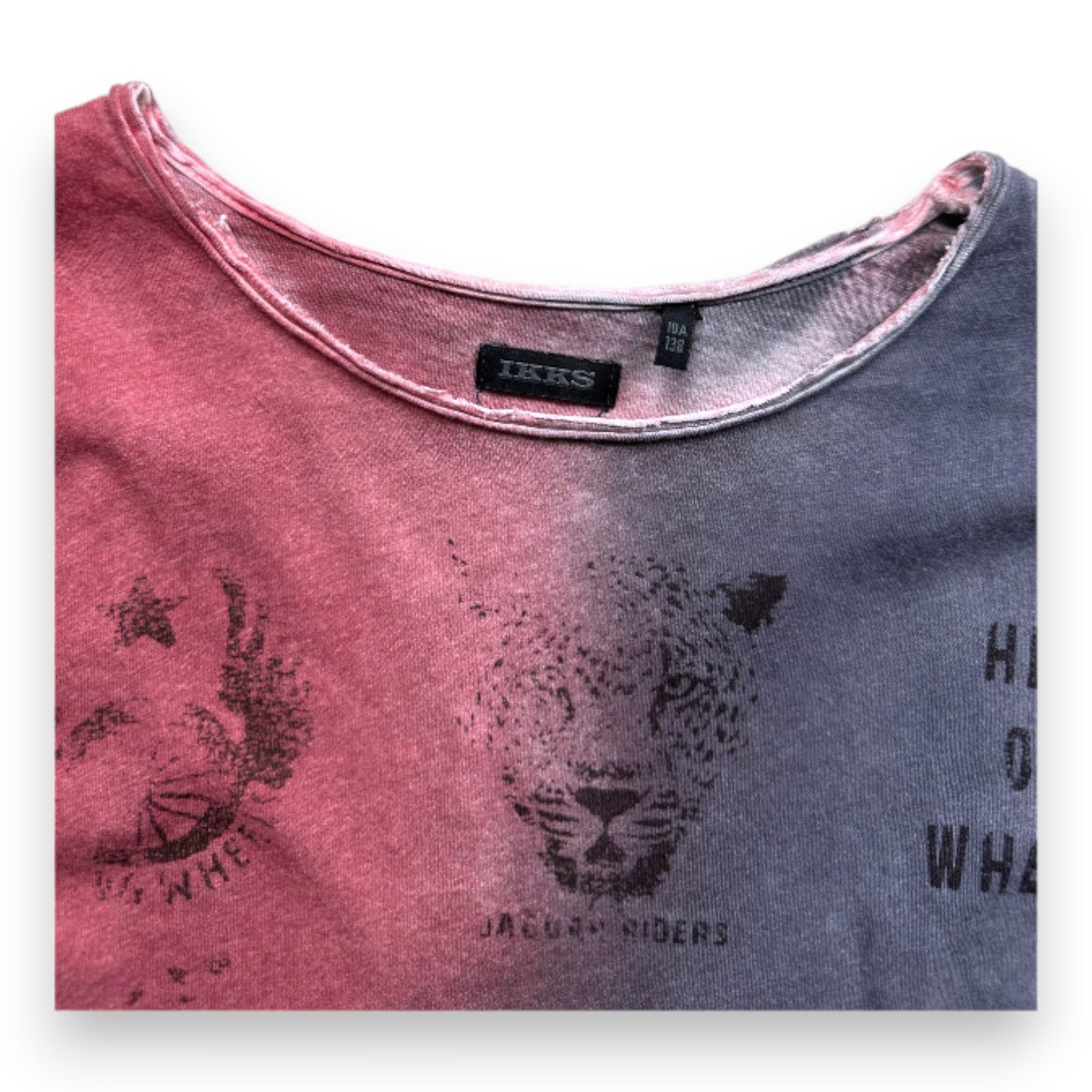 IKKS - Grey and red long-sleeved T-shirt with prints - 10 years